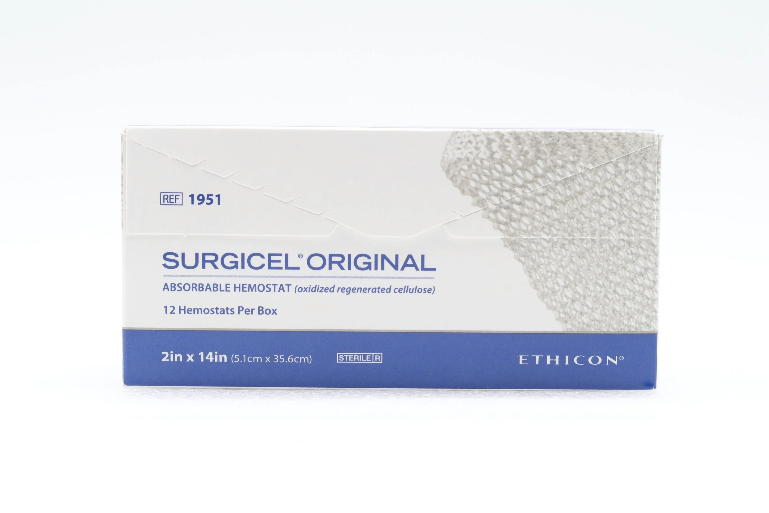 Ethicon | 1951 | Box of 12 | Surigical Original Absorbable Hemostat (oxidized regenerated cellulose)