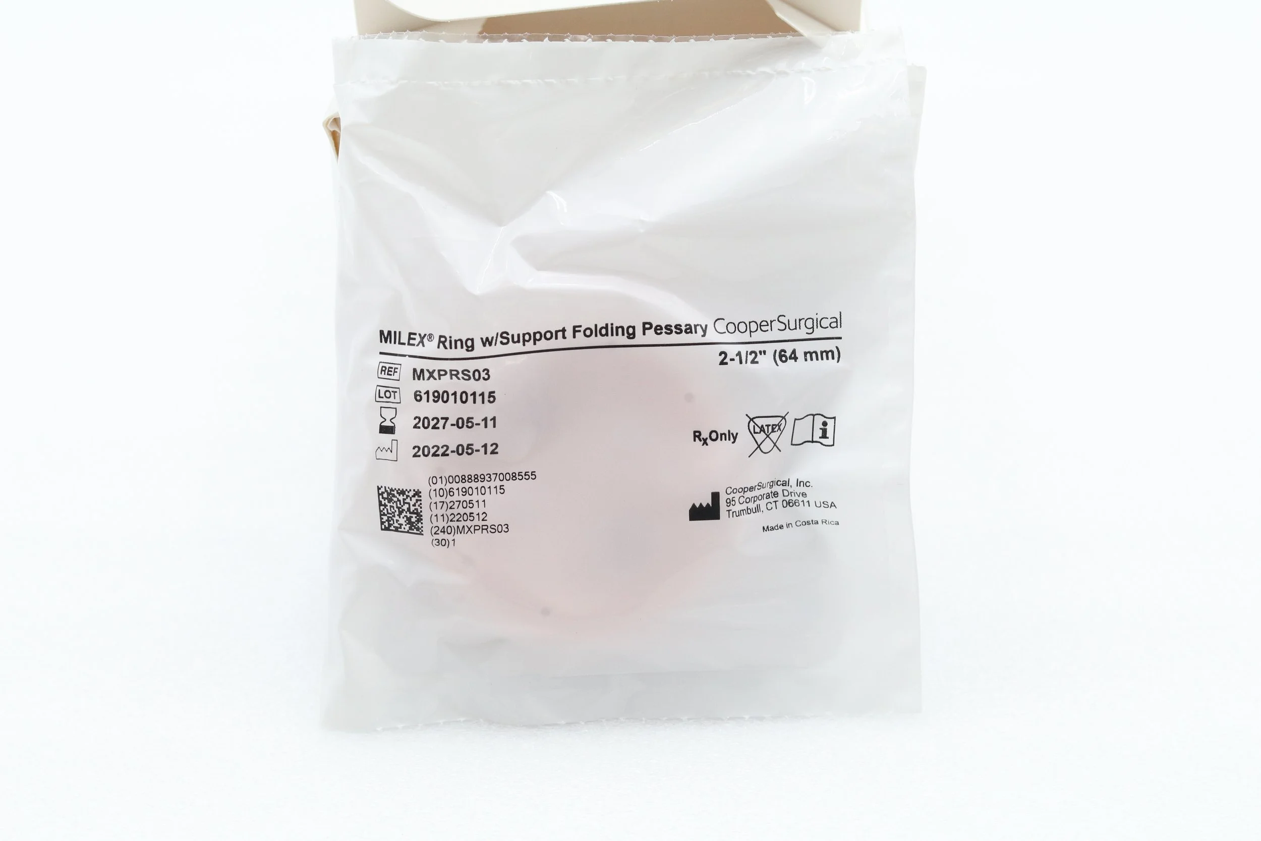 Cooper Surgical | MXPRS03 | IN-DATE | BOX OF 1 | MILEX Ring with Support Folding Pessary 2-1/4" (64mm)