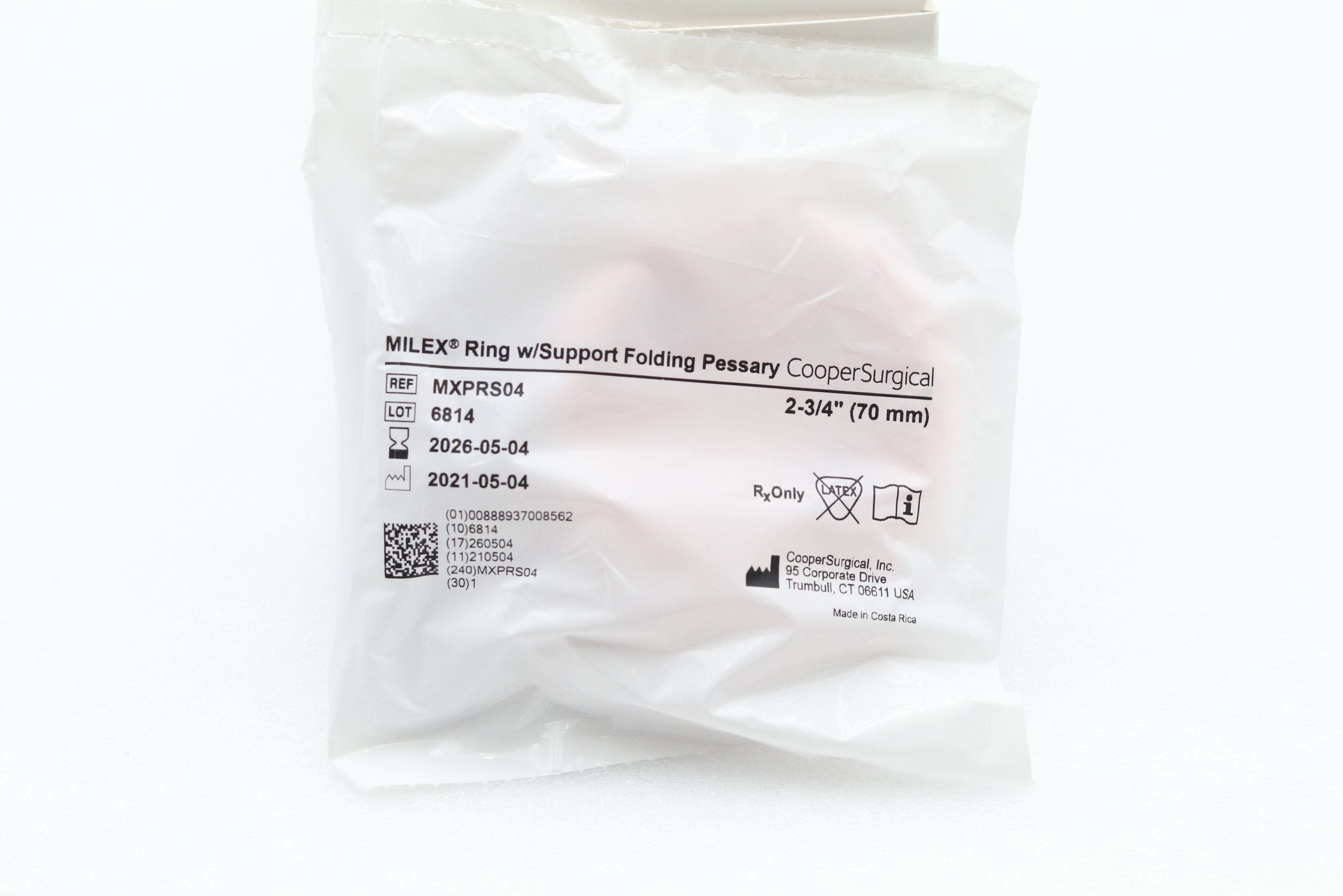 Cooper Surgical | MXPRS04 | IN-DATE | BOX OF 1 | MILEX Ring with Support Folding Pessary 2-3/4" (70mm)