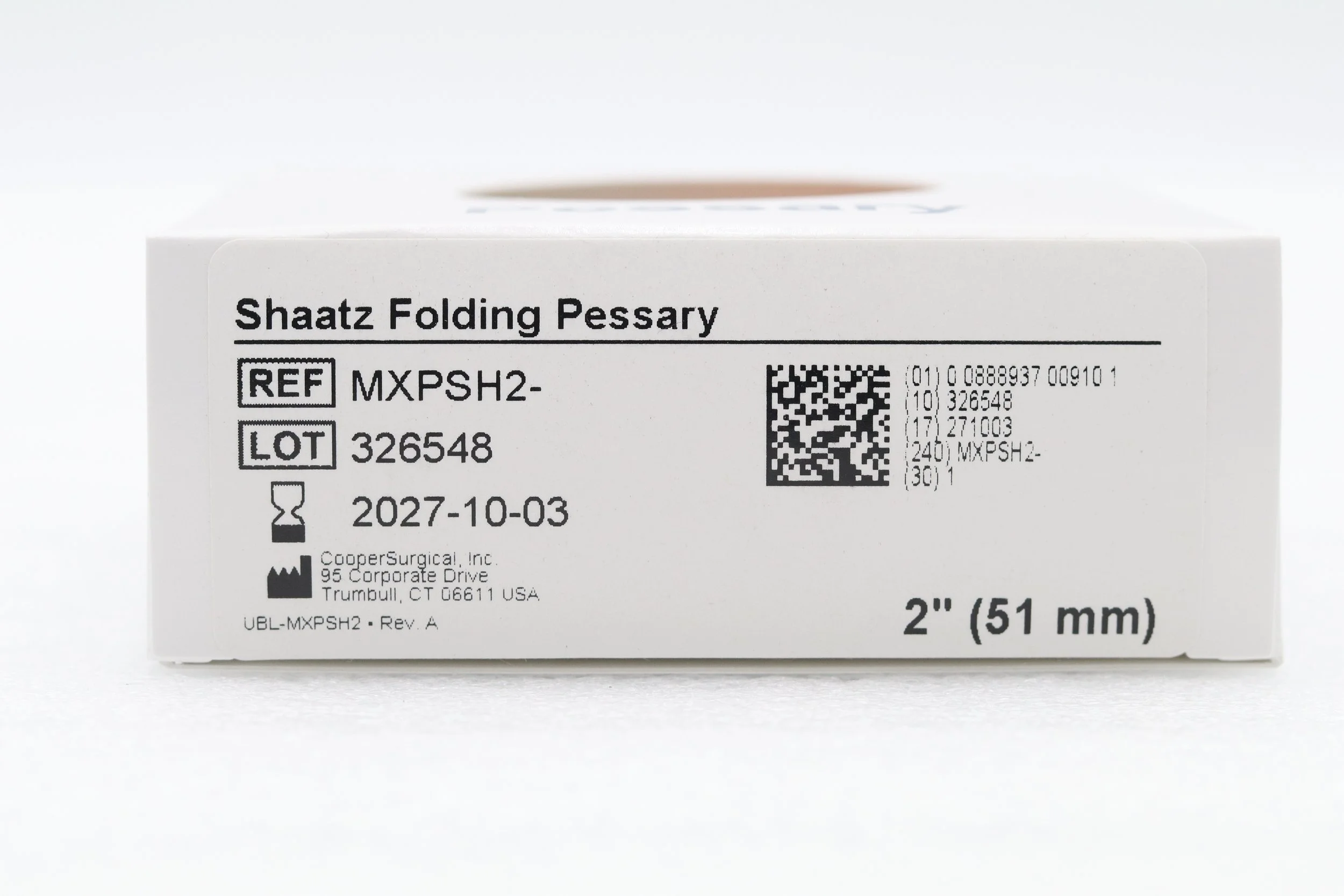 Cooper Surgical | MXPSH2- | IN-DATE | BOX OF 1 | MXPSH2- Shaatz Folding Pessary 2" without kit (Pessary Only)