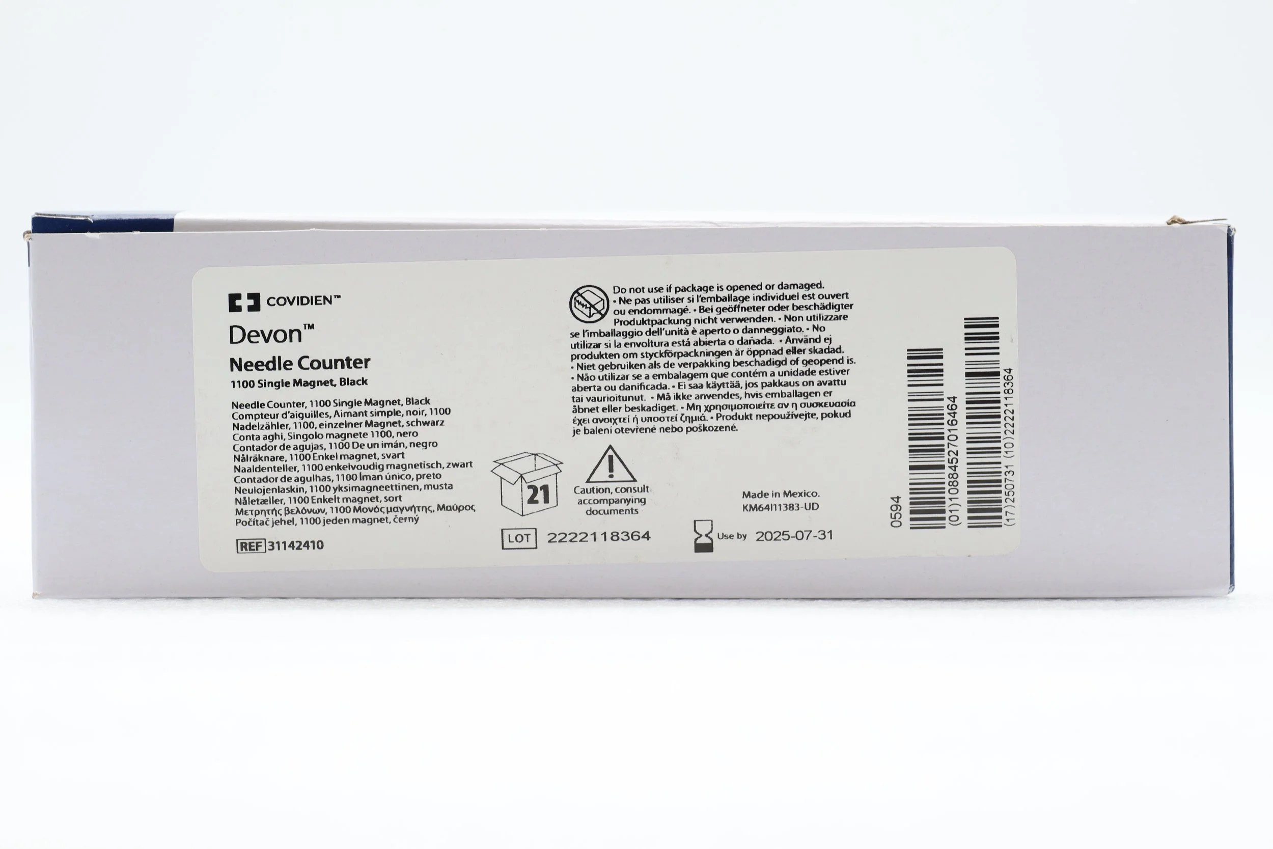 Covidien | 31142410 | Box of 21 | Devon Needle Counter 1100 Single Magnet Black