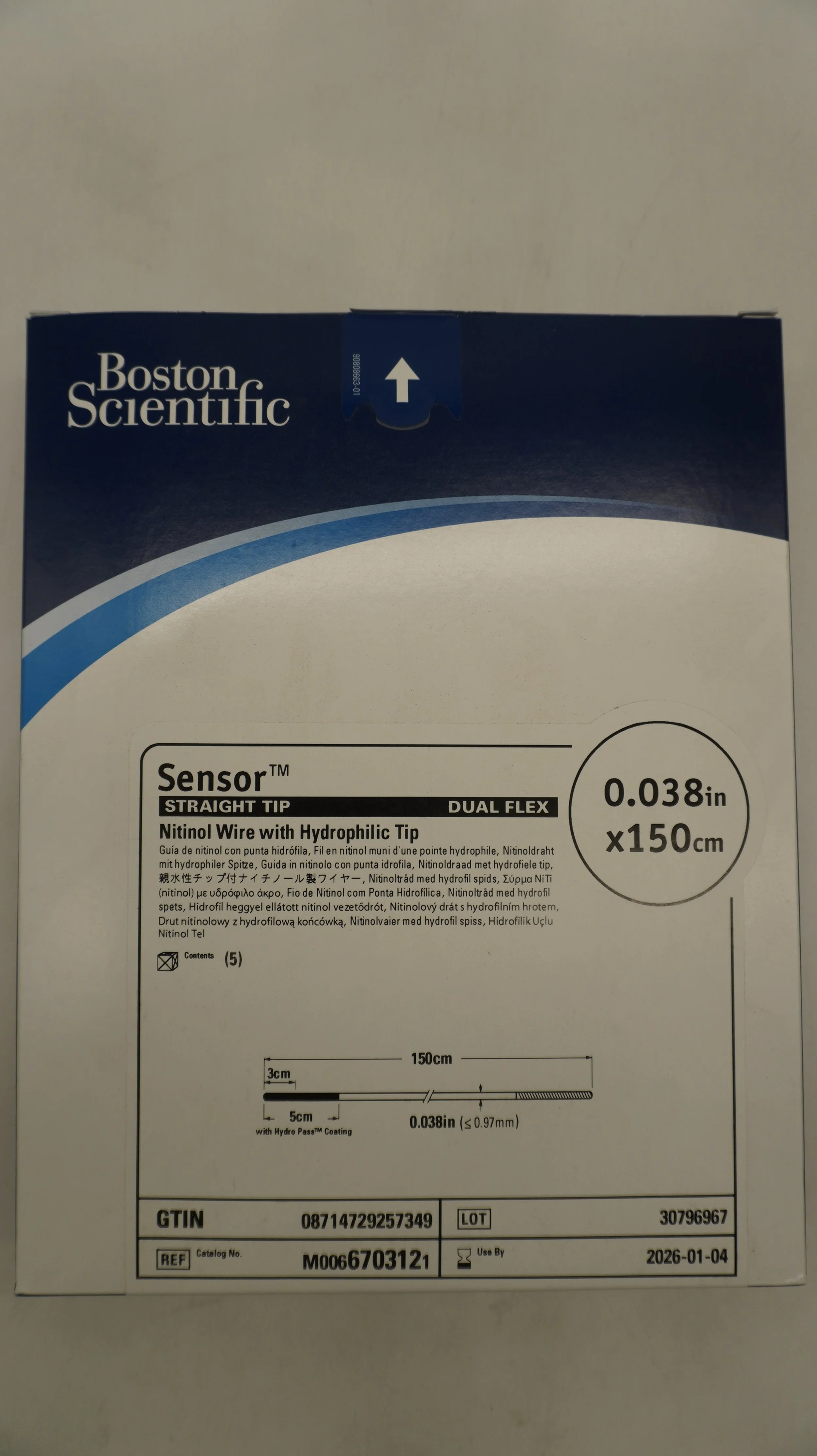 Boston Scientific | 670312 | Sensor Nitionl Wire with Hydrophilic Tip 0.038in x 150cm