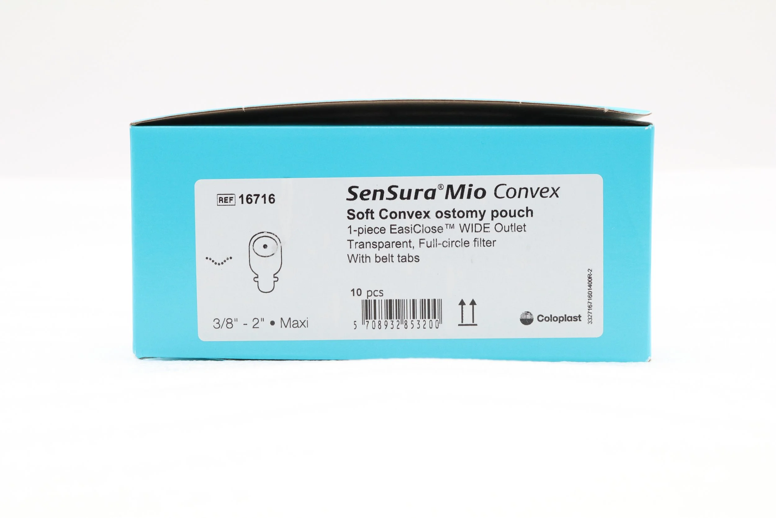 Coloplast | 16716 | Box of 10 | SenSura Mio Convex Soft Convex ostomy pouch 3/8" - 2" Maxi