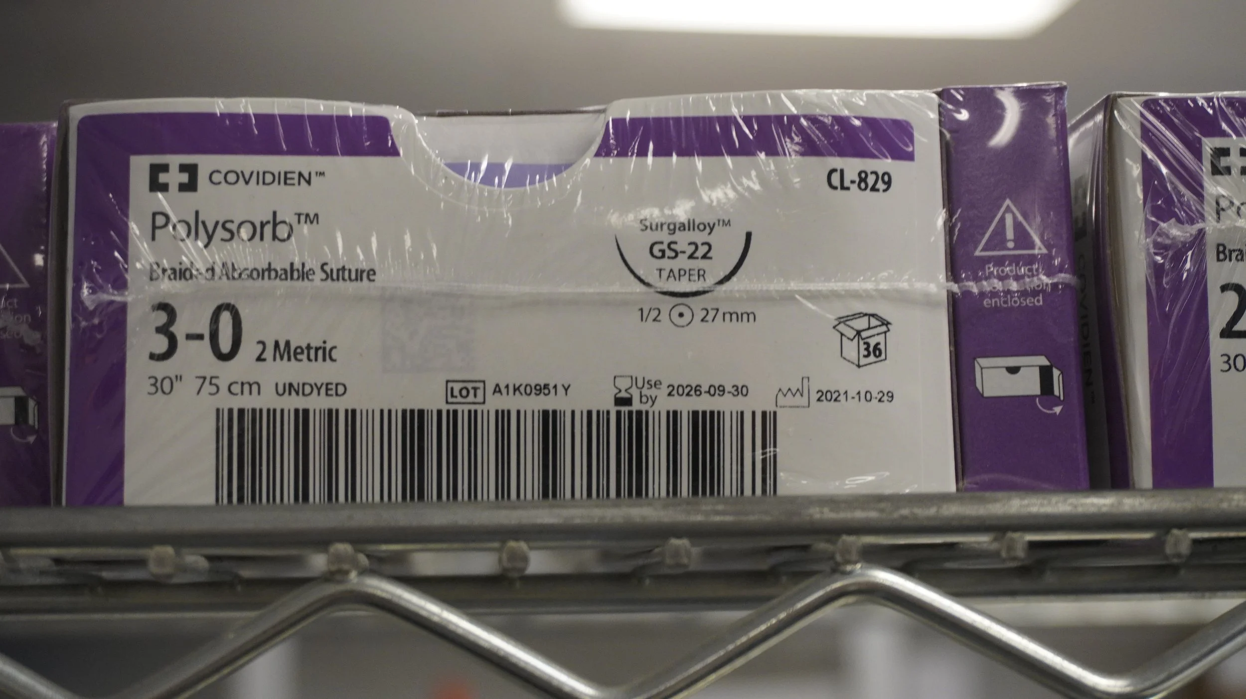 COVIDIEN | CL-829 | PACK of 36/pc | Polysorb Braided Absorbable Suture 3-0 2 Metric 30" 75cm UNDYED