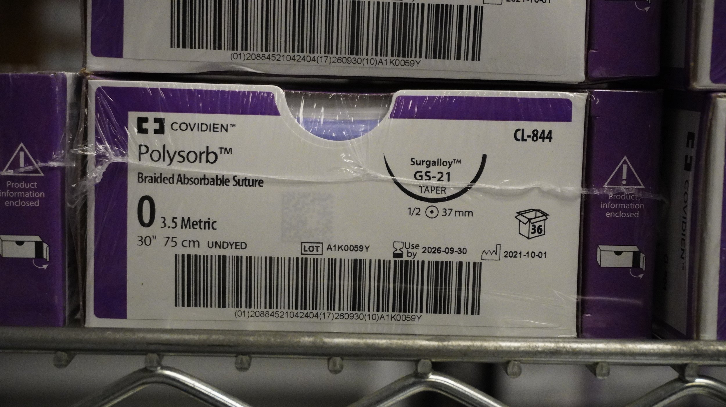 COVIDIEN | CL-844 | PACK of 36/pc | Polysorb Braided Absorbable Suture 0 3.5 Metric 30" 75cm UNDYED