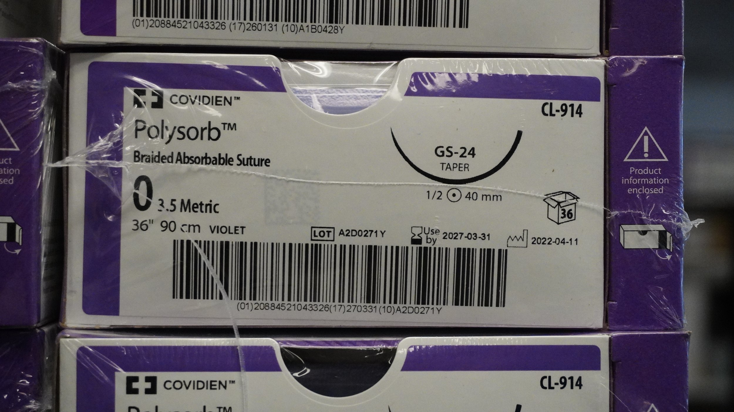 COVIDIEN | CL-914 | PACK of 36/pc | Polysorb Braided Absorbable Suture 0 3.5 Metric 36" 90cm VIOLET