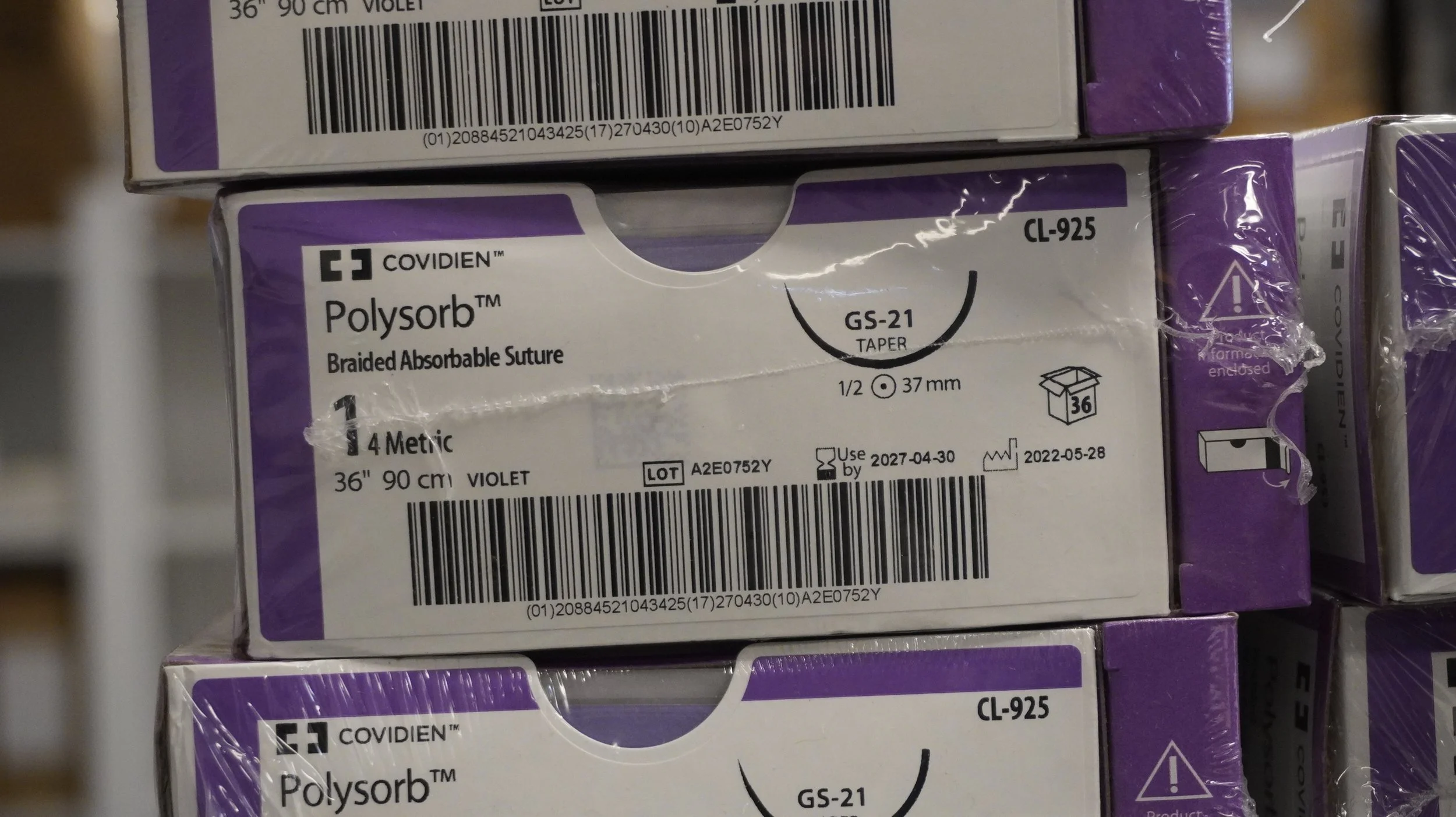 COVIDIEN | CL-925 | PACK of 36/pc | Polysorb Braided Absorbable Suture 1 4 Metric 36" 90cm VIOLET