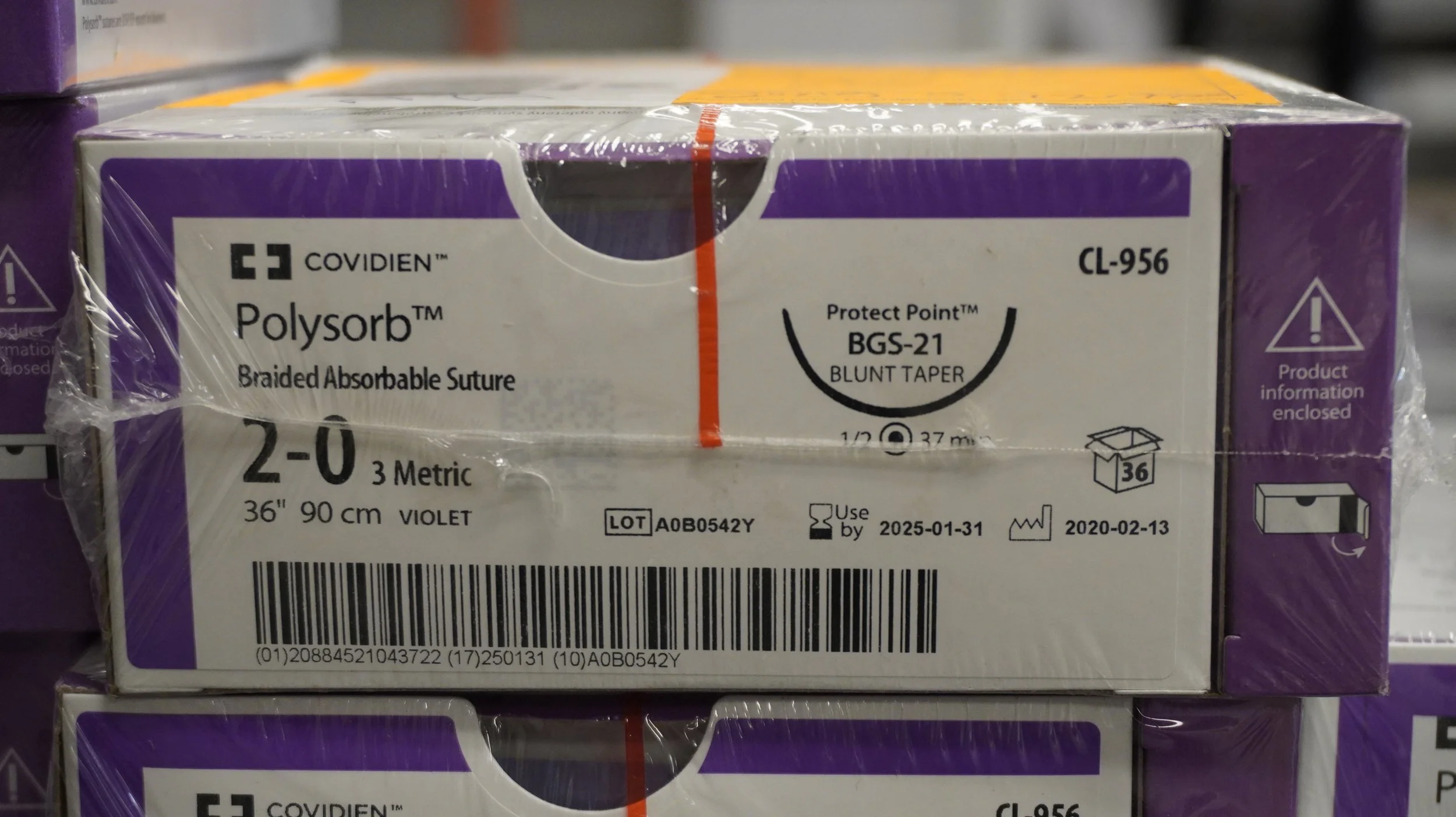 COVIDIEN | CL-956 | PACK of 36/pc | Polysorb Braided Absorbable Suture 2-0 3 Metric 36" 90cm VIOLET