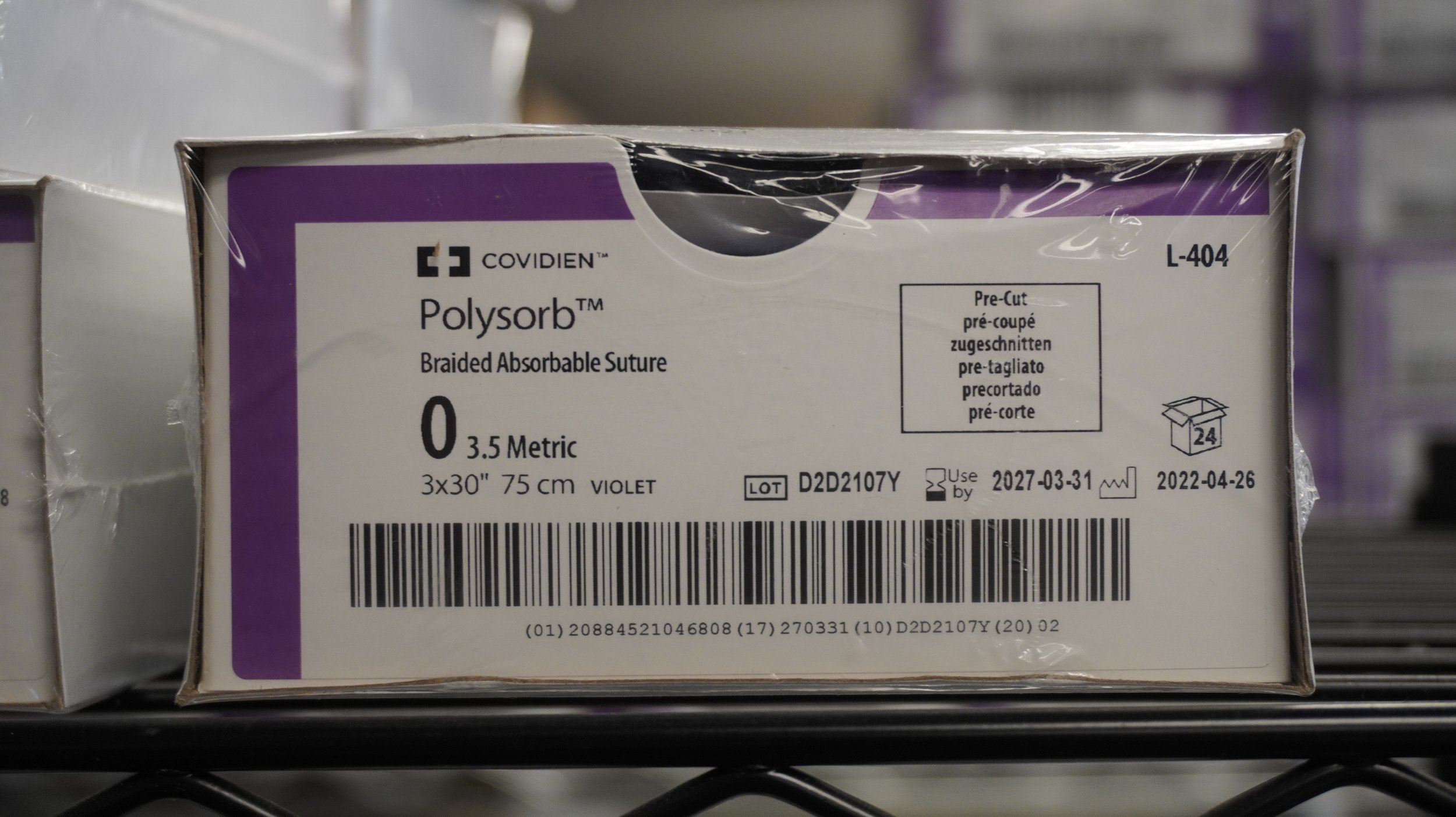 COVIDIEN | L-404 | PACK of 24/pc | Polysorb Braided Absorbable Suture 0 3.5 Metric 3x30" 75cm UNDYED