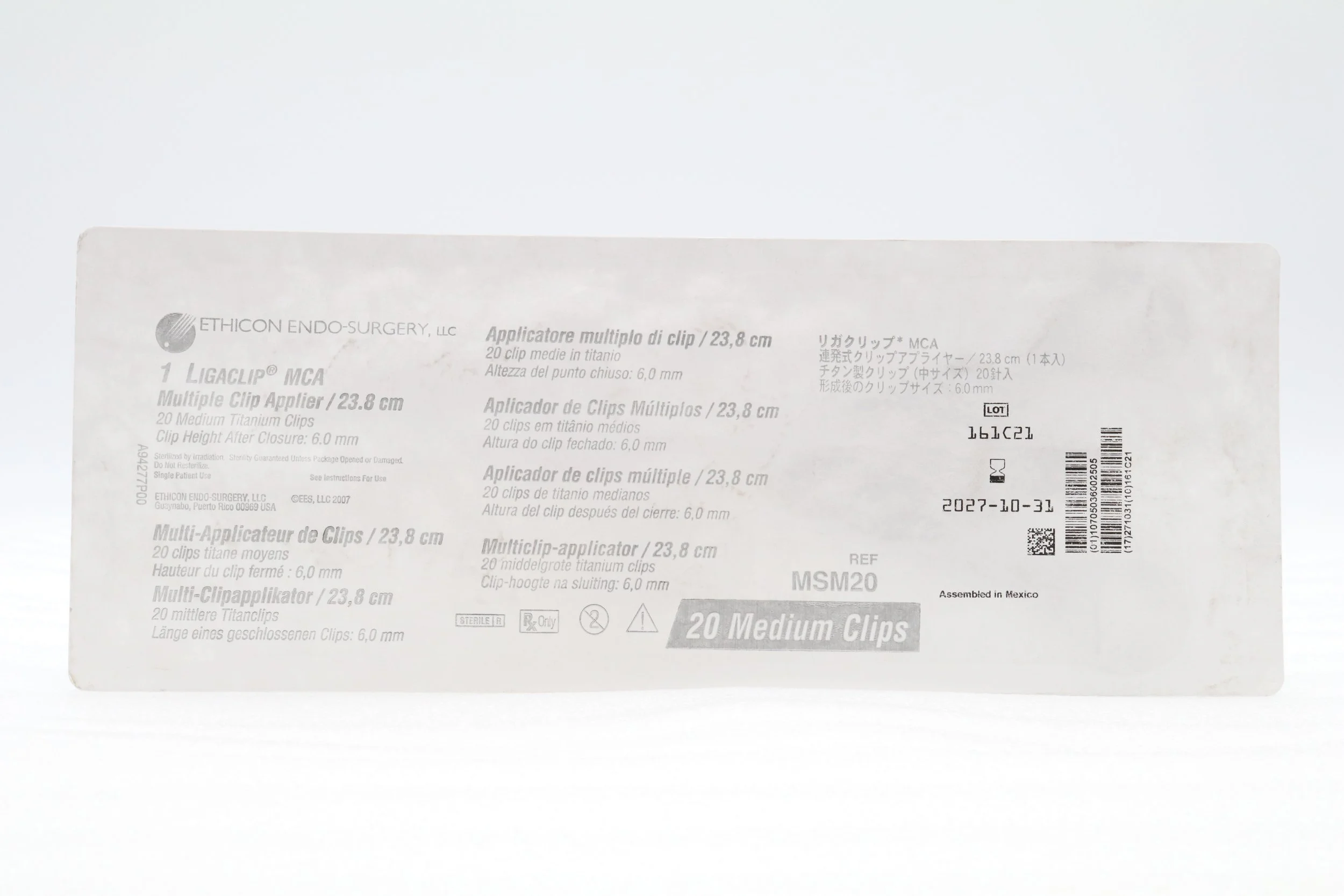 Ethicon | MSM20 | IN-DATE | Eaches | Ligaclip MCA Multiple Clip Applier 23.8cm