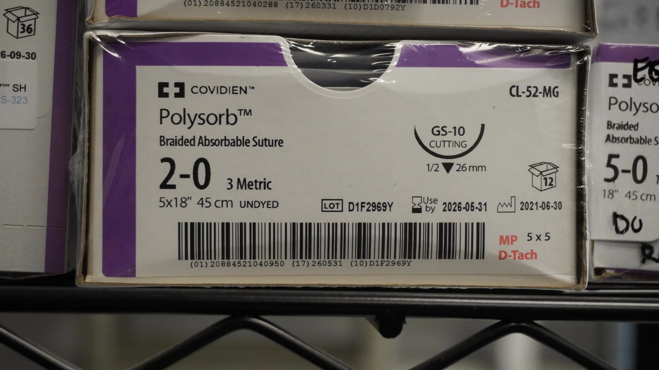 COVIDIEN | CL-52-MG | PACK of 12/pc | Polysorb Braided Absorbable Suture 2-0 3 Metric 5x18" 45cm UNDYED