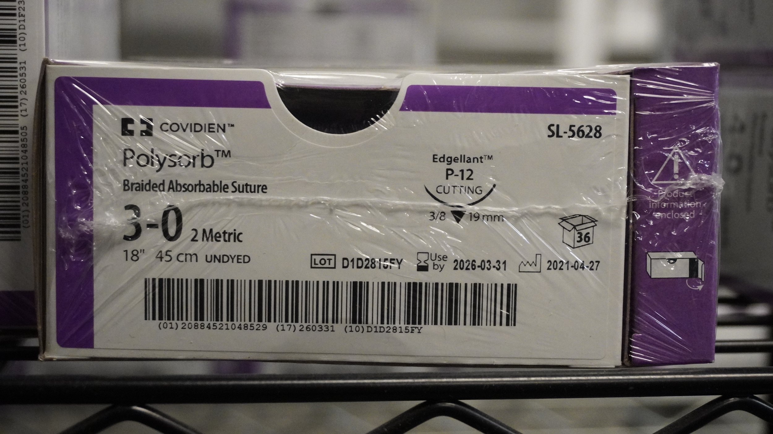 COVIDIEN | SL-5628 | PACK of 36/pc | Polysorb Braided Absorbable Suture 3-0 2 Metric 18" 45cm UNDYED