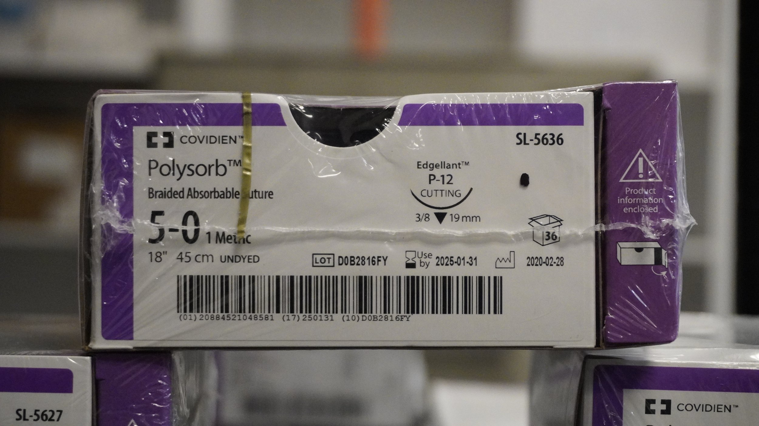 COVIDIEN | SL-5636 | EXPIRED | PACK of 36 | Polysorb Braided Absorbable Suture 5-0 1 Metric 18" 45cm UNDYED