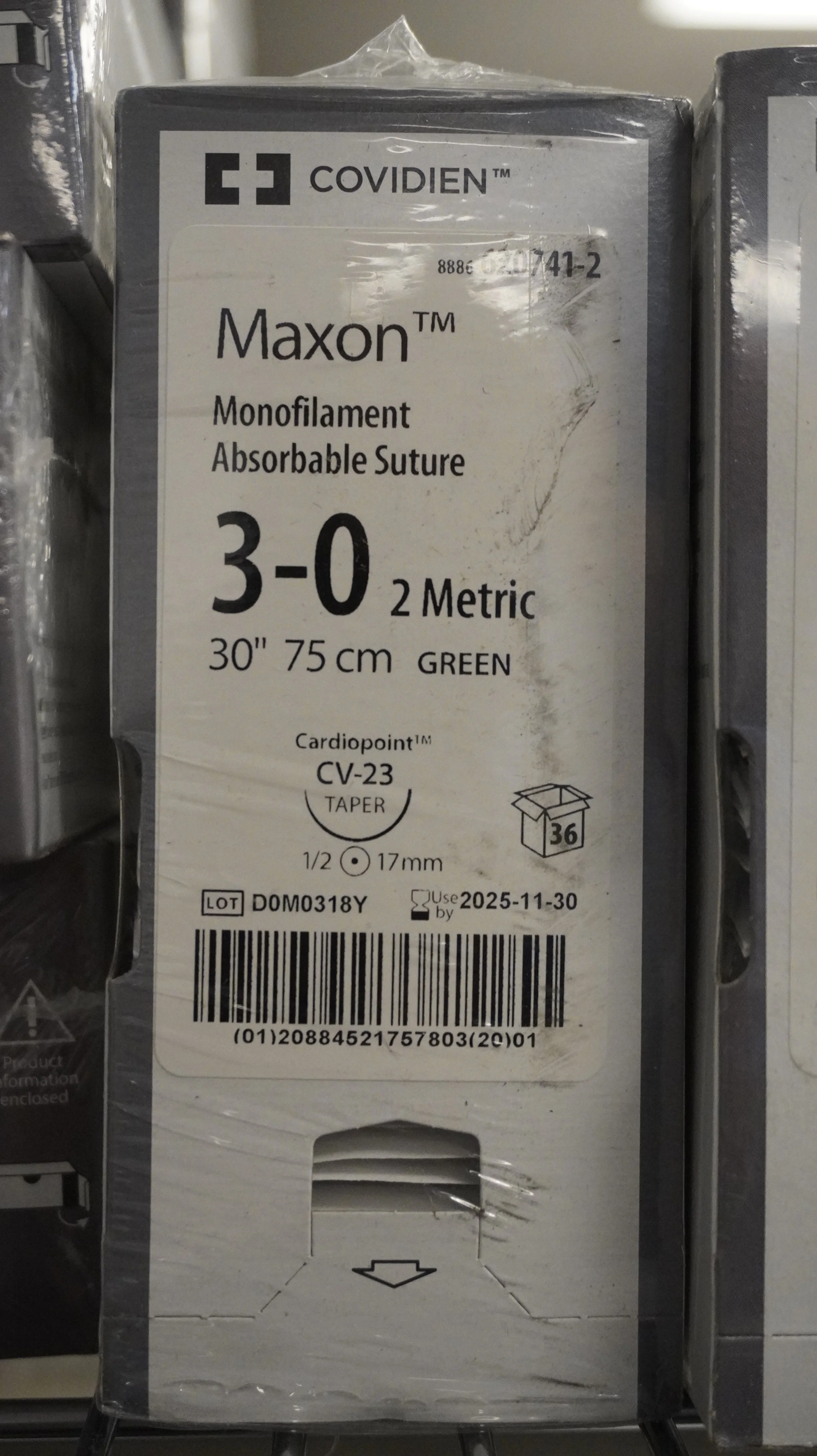 COVIDIEN | 620741-2 | PACK of 36/pc | Maxon Monofilament Absorbable Suture 3-0 2 Metric 30" 75cm GREEN