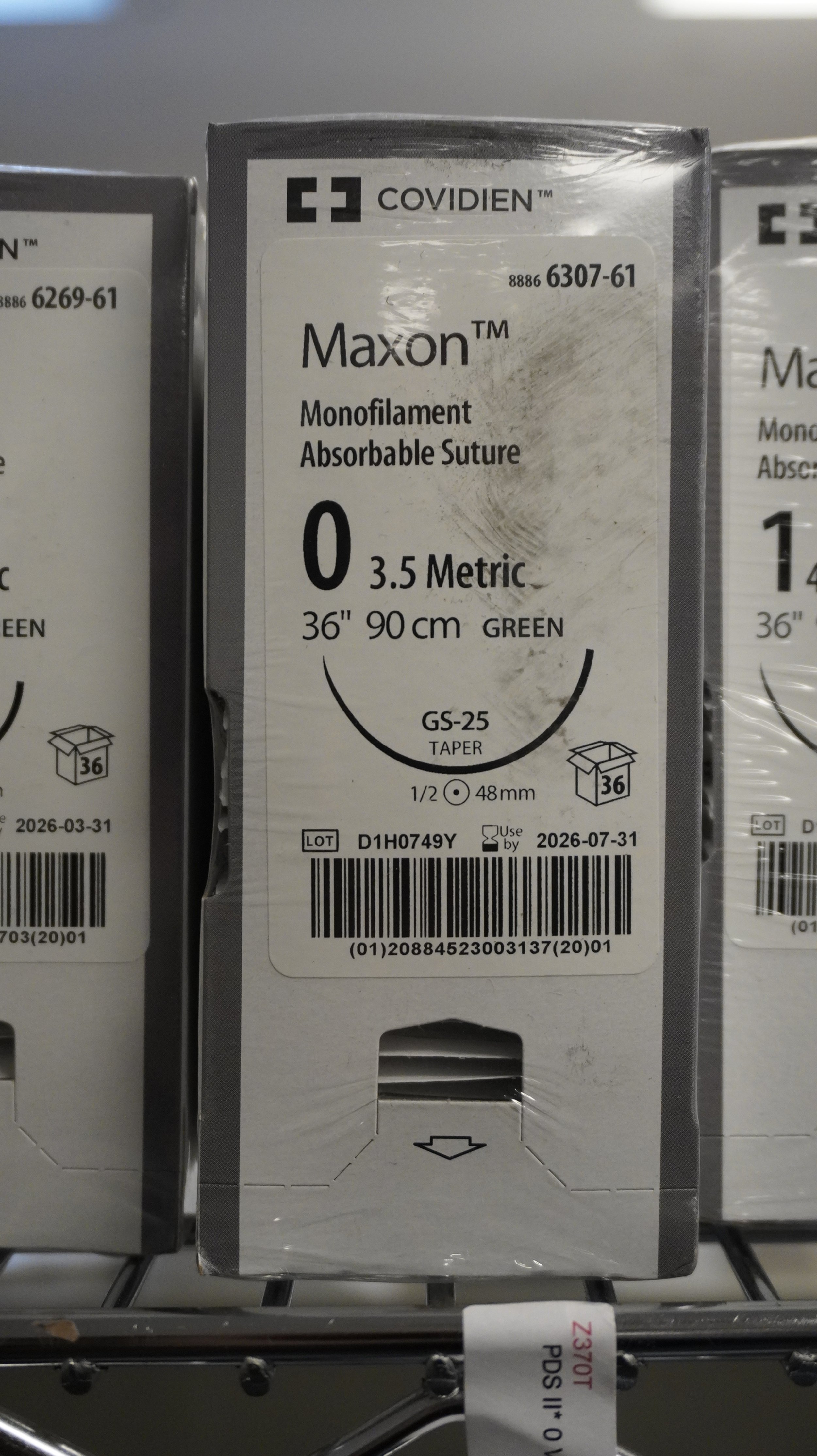 COVIDIEN | 6307-61 | PACK of 36 | Maxon Monofilament Absorbable Suture 0 3.5 Metric 36" 90cm GREEN