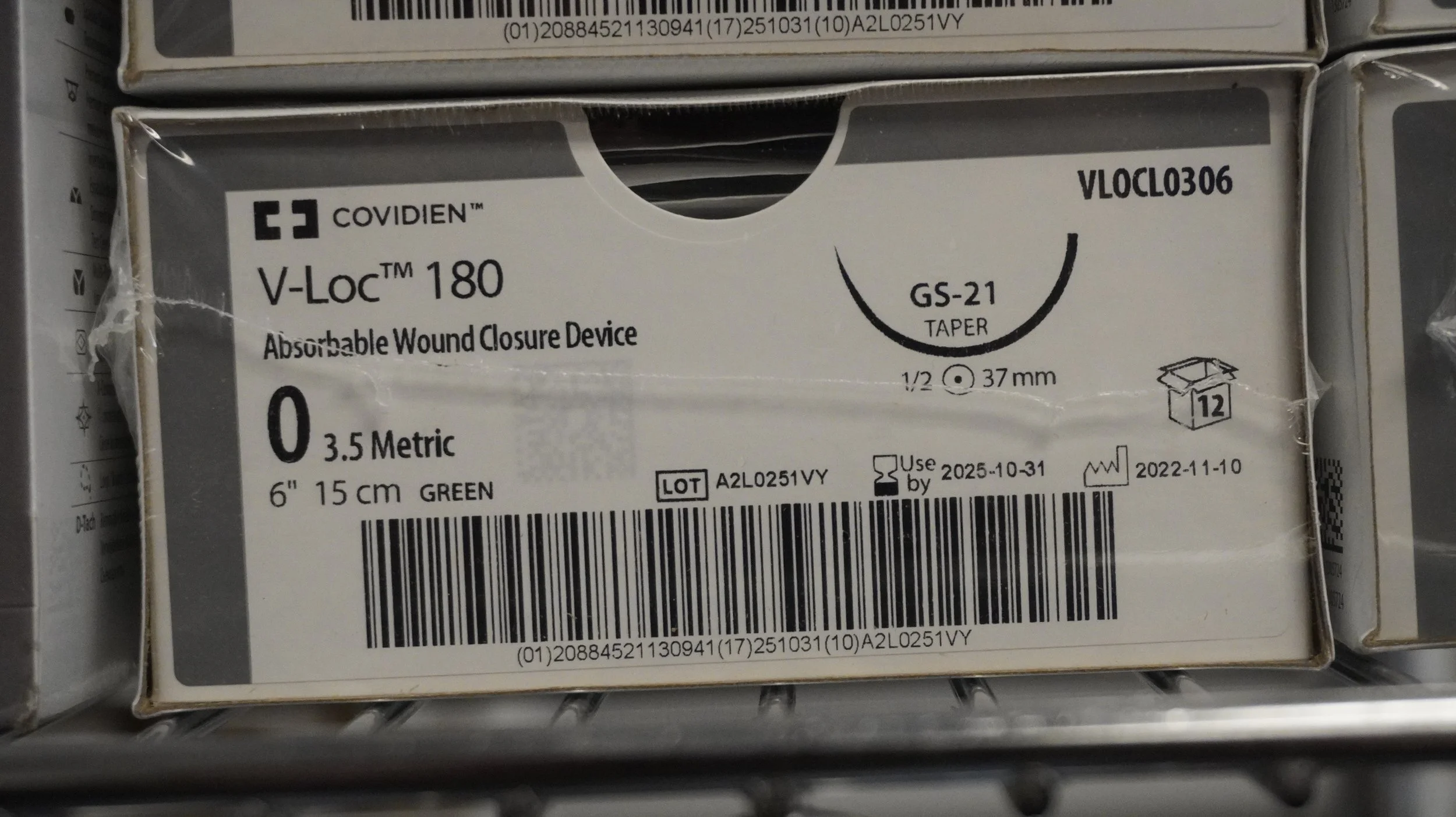 COVIDIEN | VLOCL0306 | PACK of 12/pc | V-Loc 180 Absorbable Wound Closure Device 0 3.5 Metric 6" 15cm GREEN