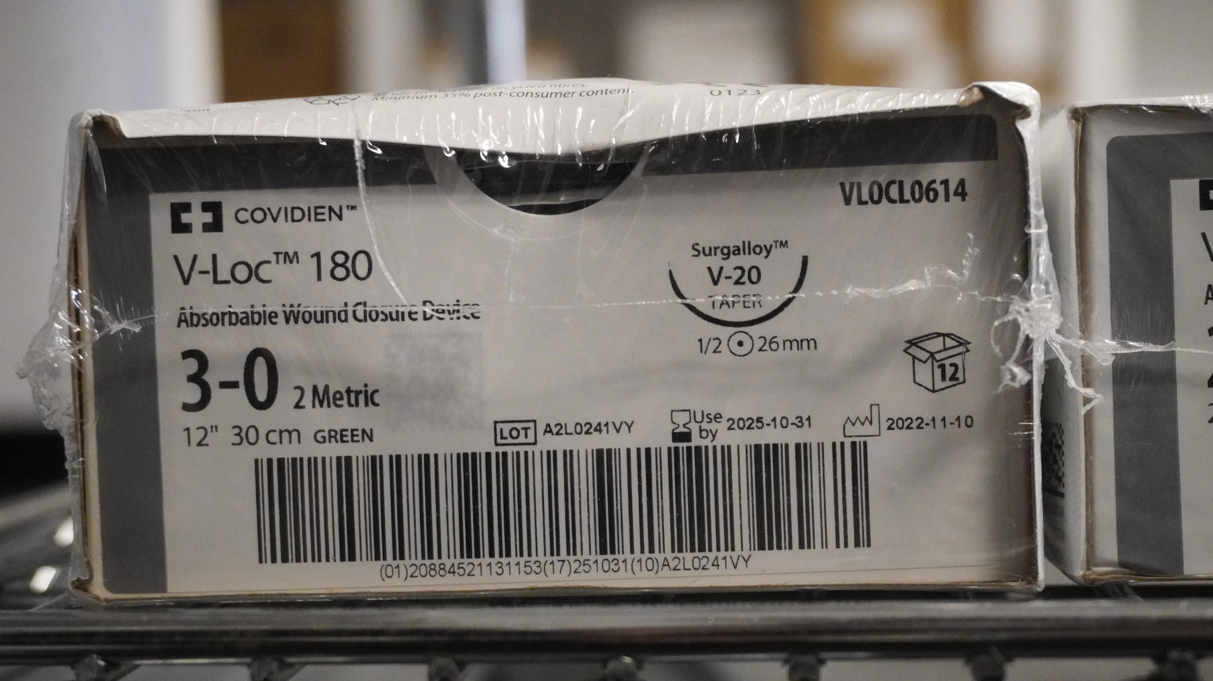 COVIDIEN | VLOCL0614 | PACK of 12/pc | V-Loc 180 Absorbable Wound Closure Device 3-0 2 Metric 12" 30cm GREEN