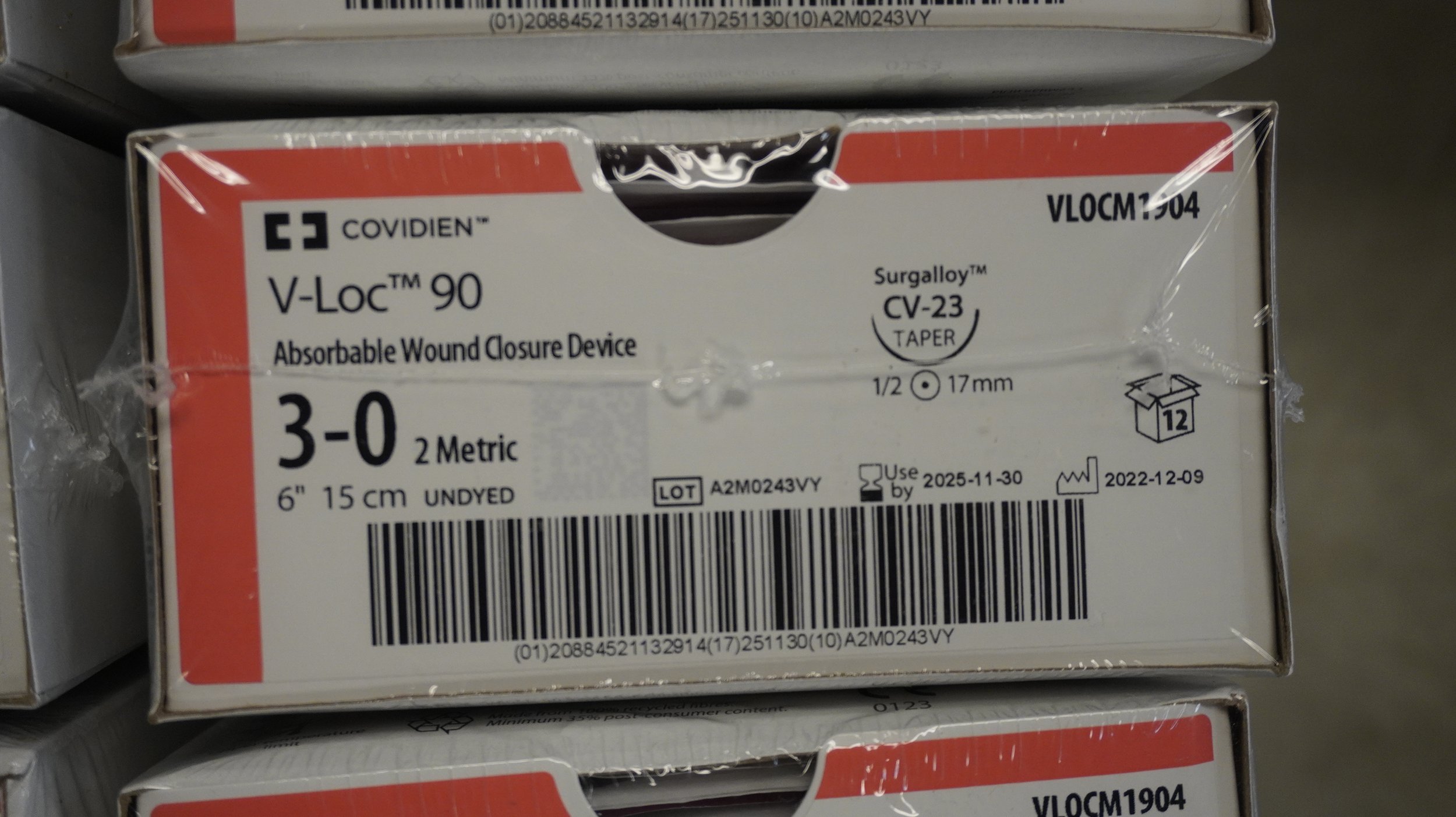 COVIDIEN | VLOCM1904 | PACK of 12/pc | V-Loc 90 Absorbable Wound Closure Device 3-0 2 Metric 6" 15cm UNDYED