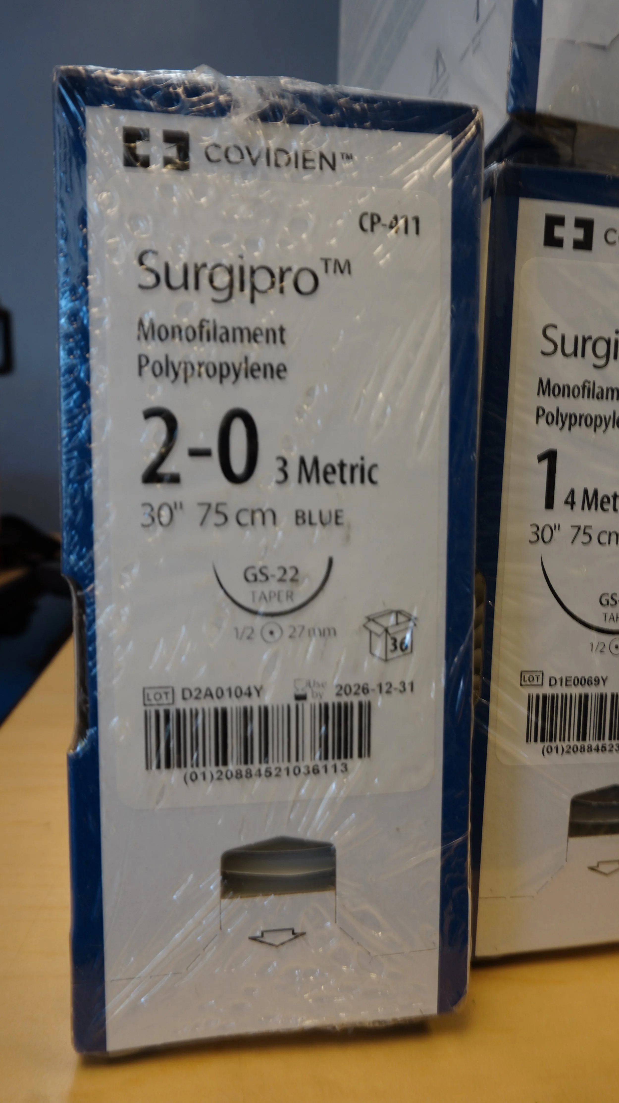 COVIDIEN | CP-411 | PACK of 36/pc | Surgipro Monofilament Polypropylene 2-0 3 Metric 30" 75cm UNDYED