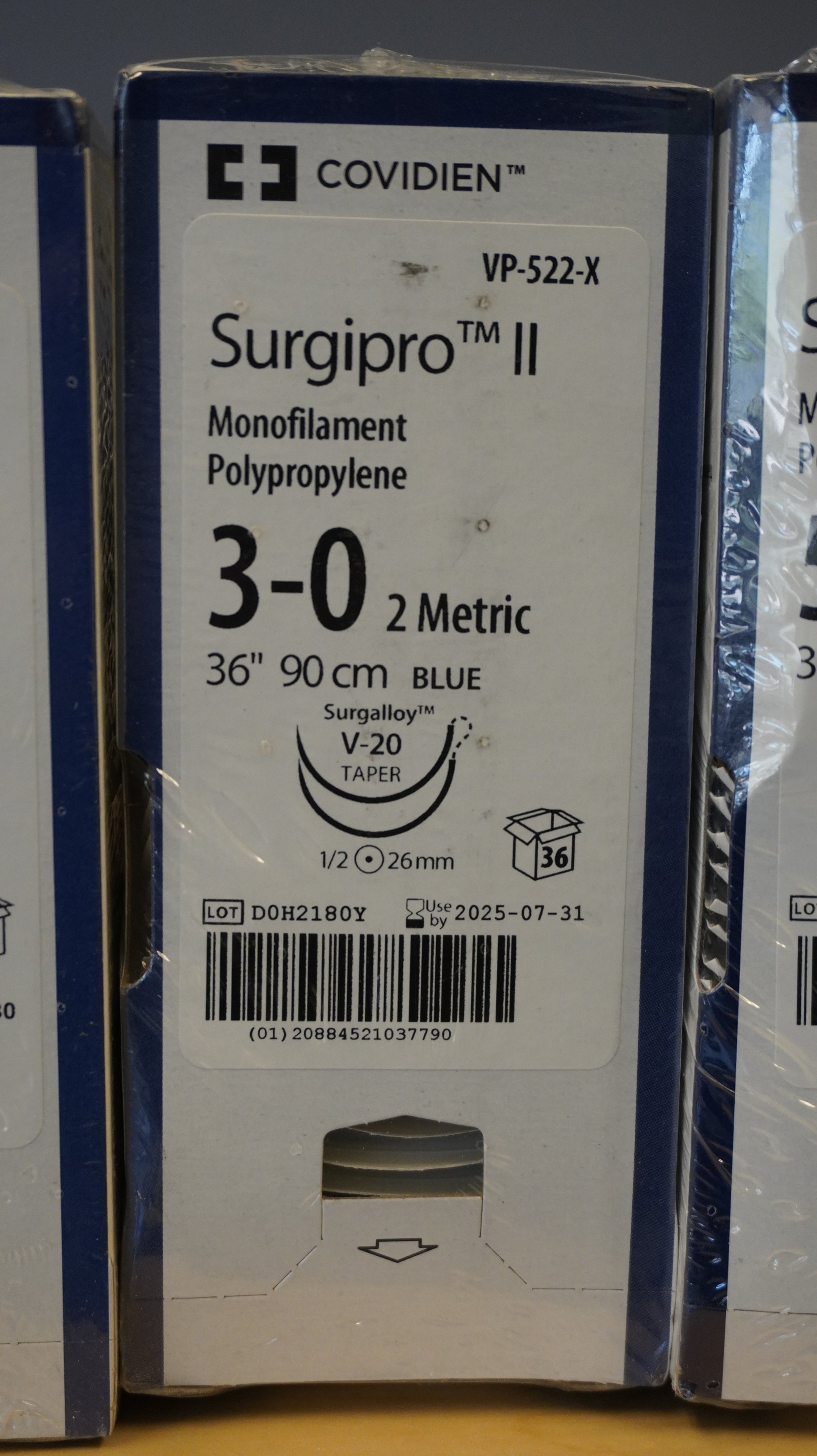 COVIDIEN | VP-522-X | PACK of 36/pc | Surgipro Monofilament Polypropylene 3-0 2 Metric 36" 90cm BLUE