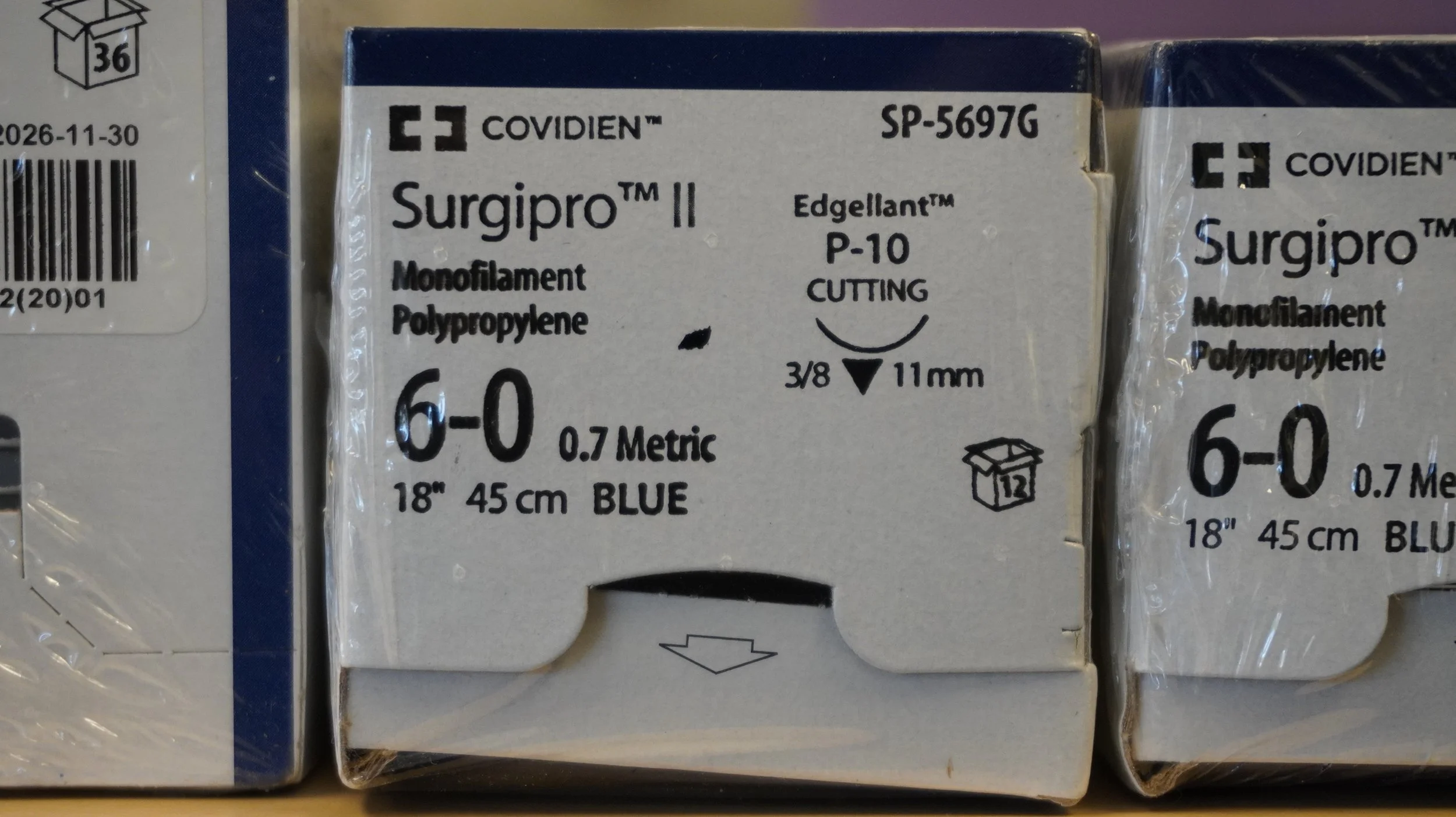 COVIDIEN | SP-5697G | PACK of 12/pc | Surgipro II Monofilament Polypropylene 6-0 0.7 Metric 3618" 45cm BLUE