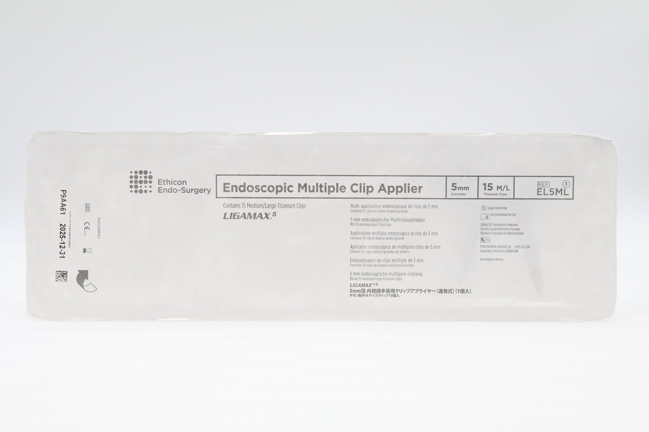 ETHICON | EL5ML | LIGAMAX 5 Endoscopic Multiple Clip Applier 5mm 15 Medium/Large Titanium Clips