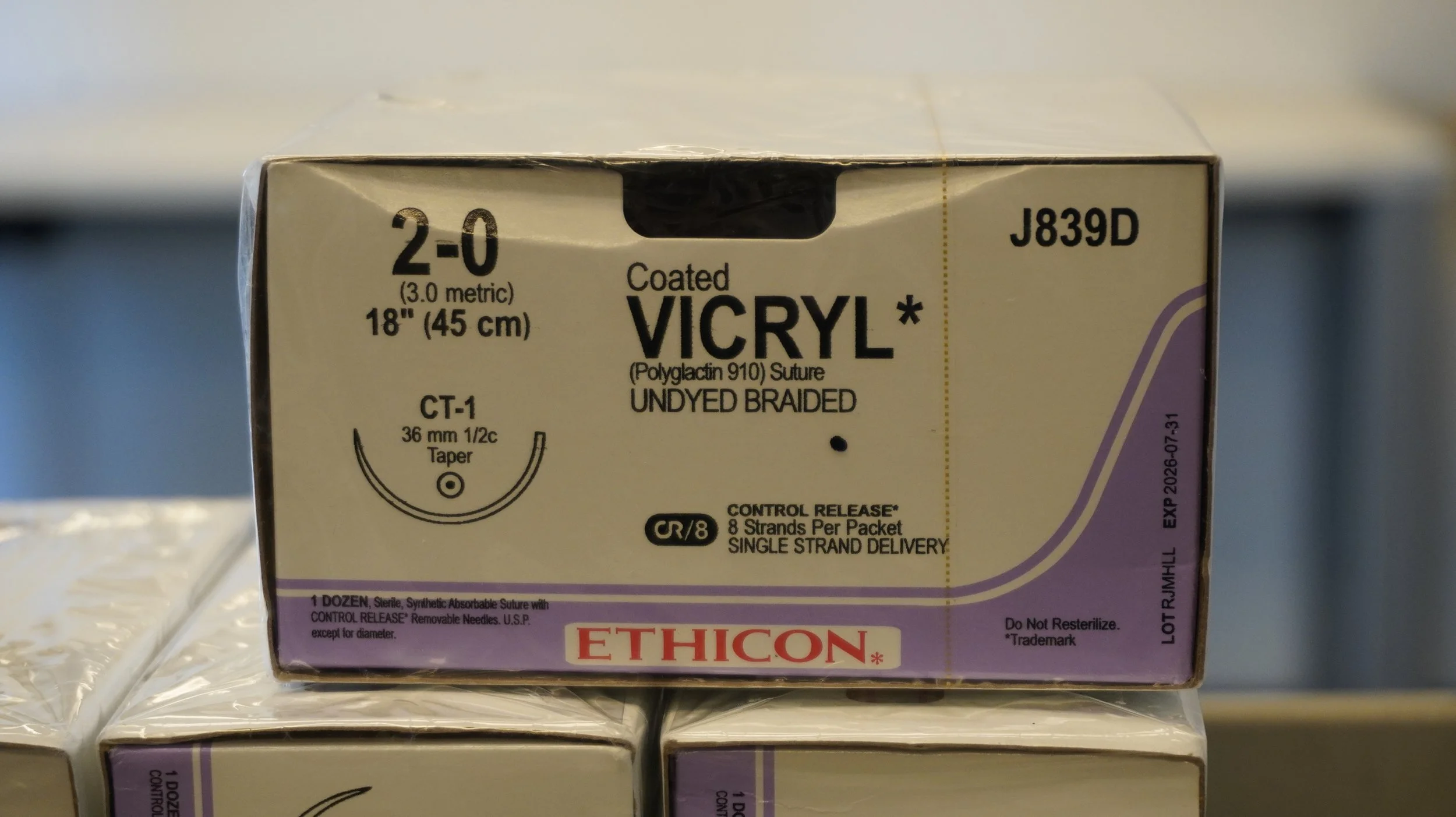 ETHICON | J839D | BOX OF 12 | Coated VICYL Suture Polyglactin 910 2-0 18" UNDYED BRAIDED