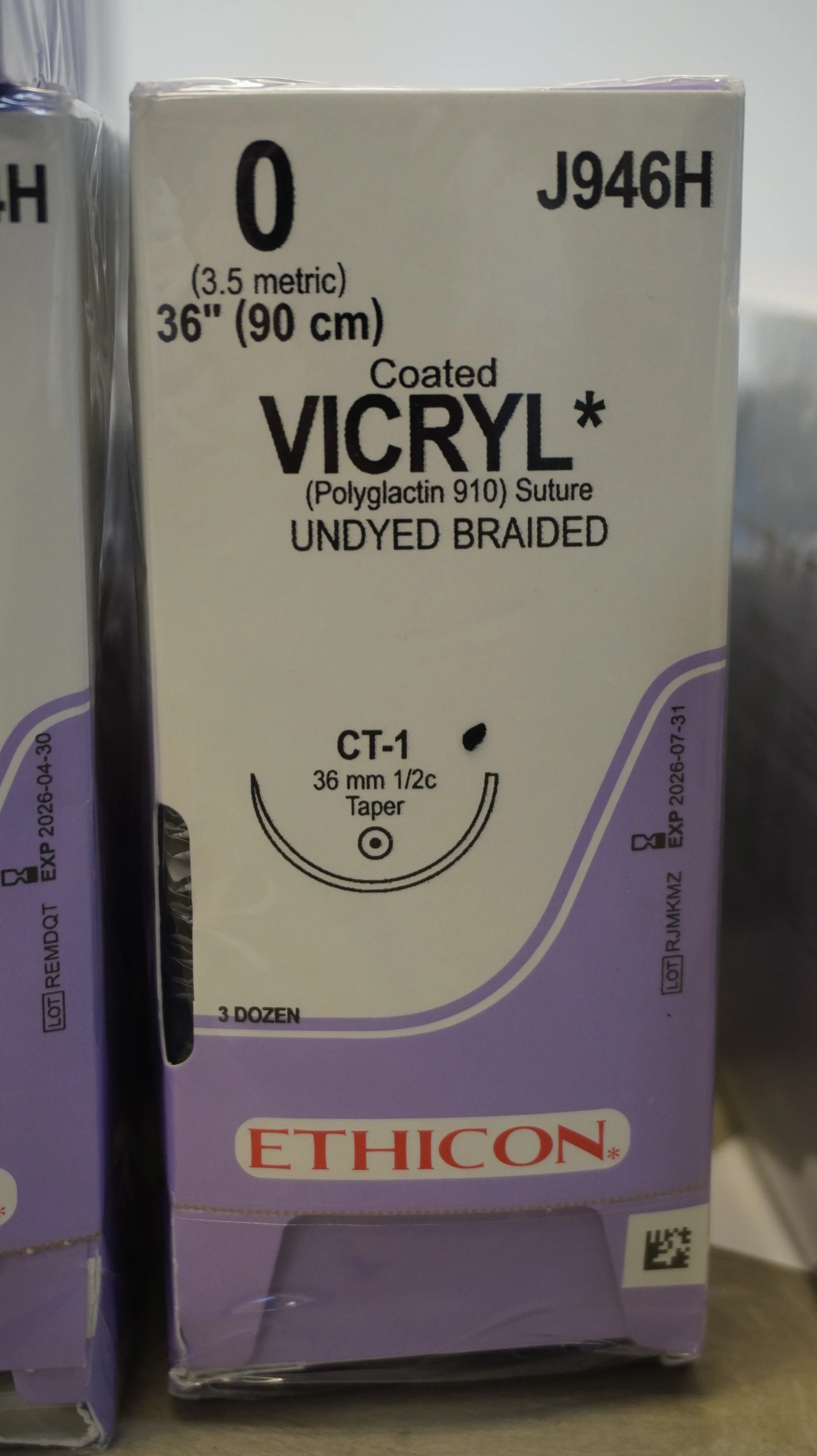 ETHICON | J946H | Coated VICYL Polyglactin 910 Suture 0 36" UNDYED BRAIDED