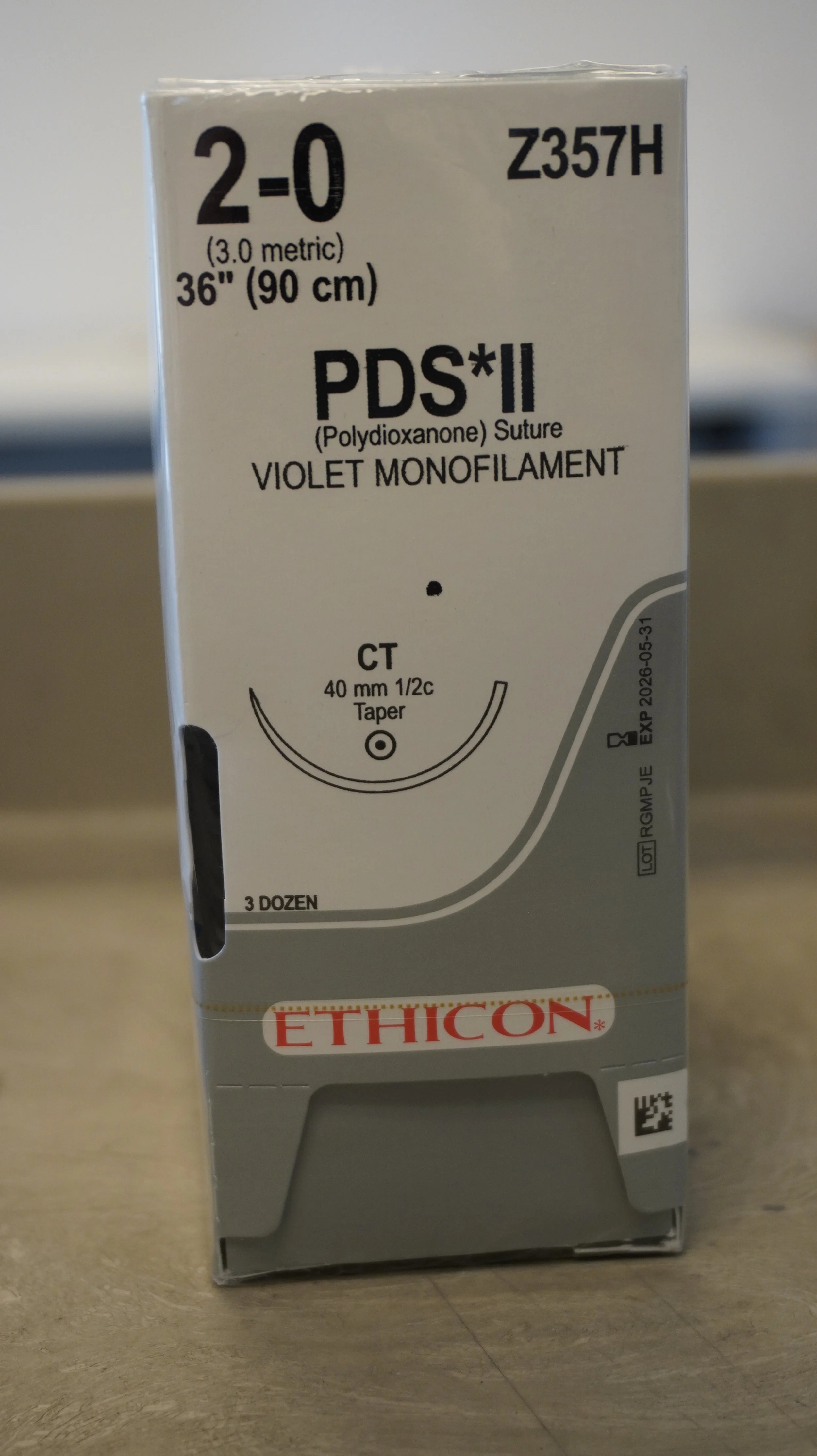 ETHICON | Z357H | BOX OF 36 | PDS II Polydioxanone Suture VIOLET Monofilament 2-0 36"