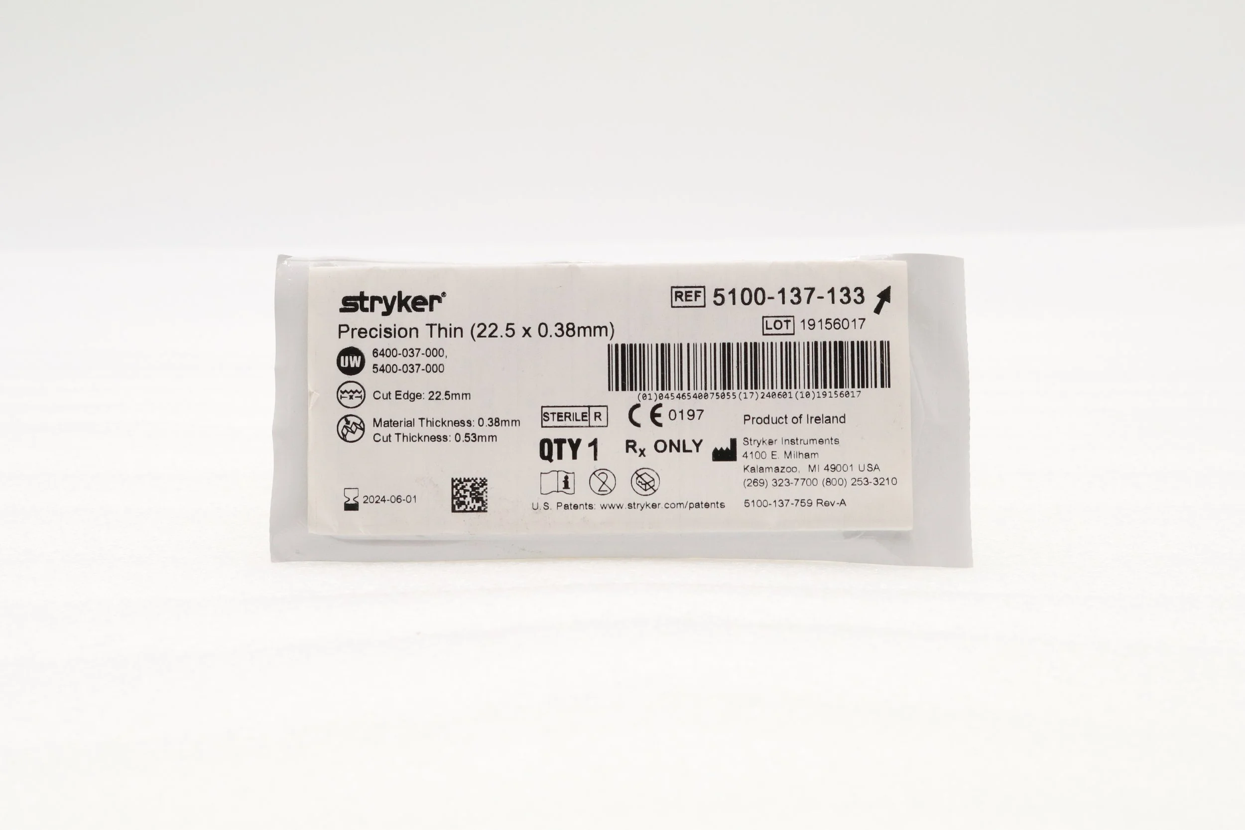 STRYKER | 5100-137-133 | EXPIRED | Precision Thin (22.5 x 0.38mm)