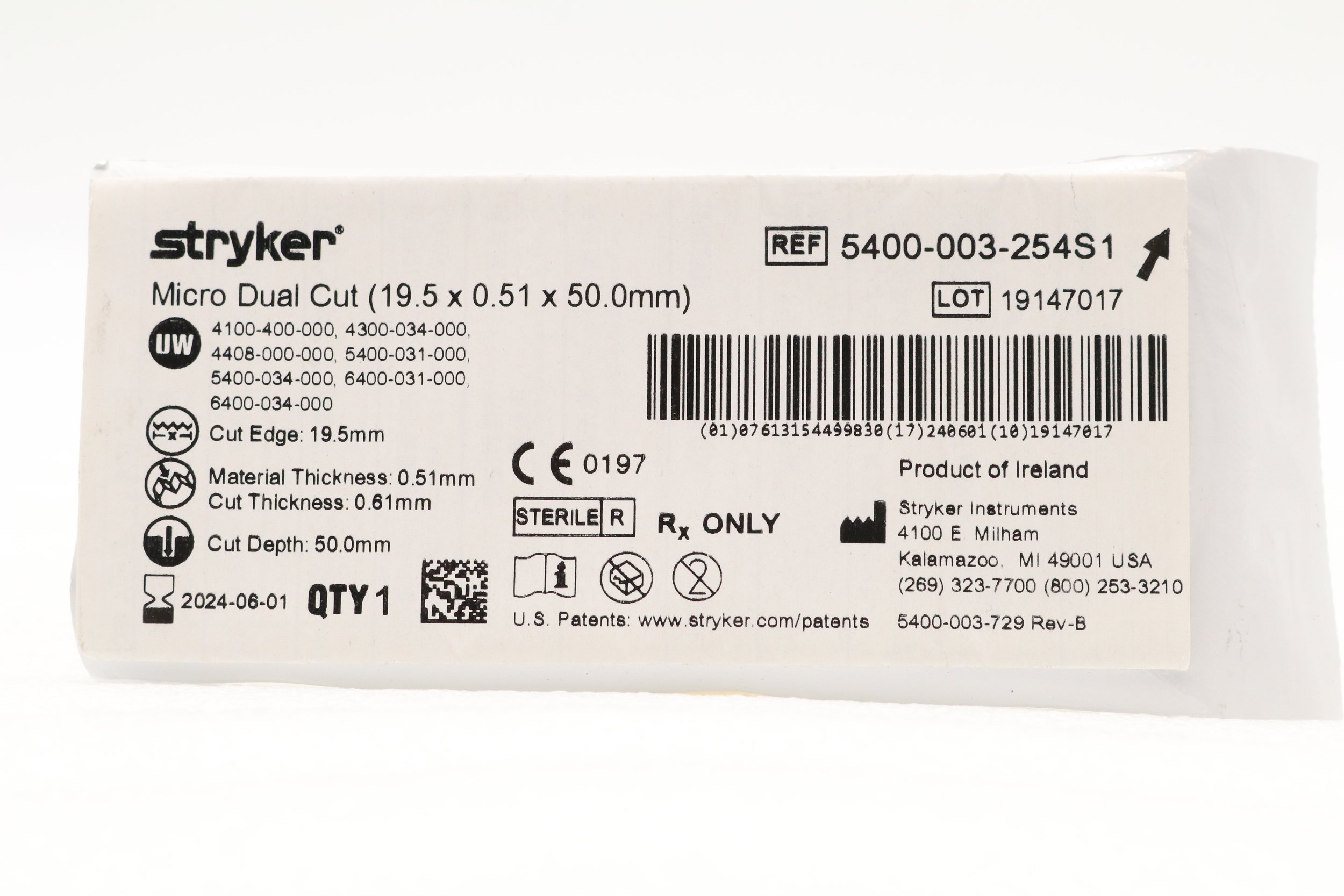STRYKER | 5400-003-254S1 | EXPIRED | Micro Dual Cut (19.5 x 0.51 x 50.0mm)