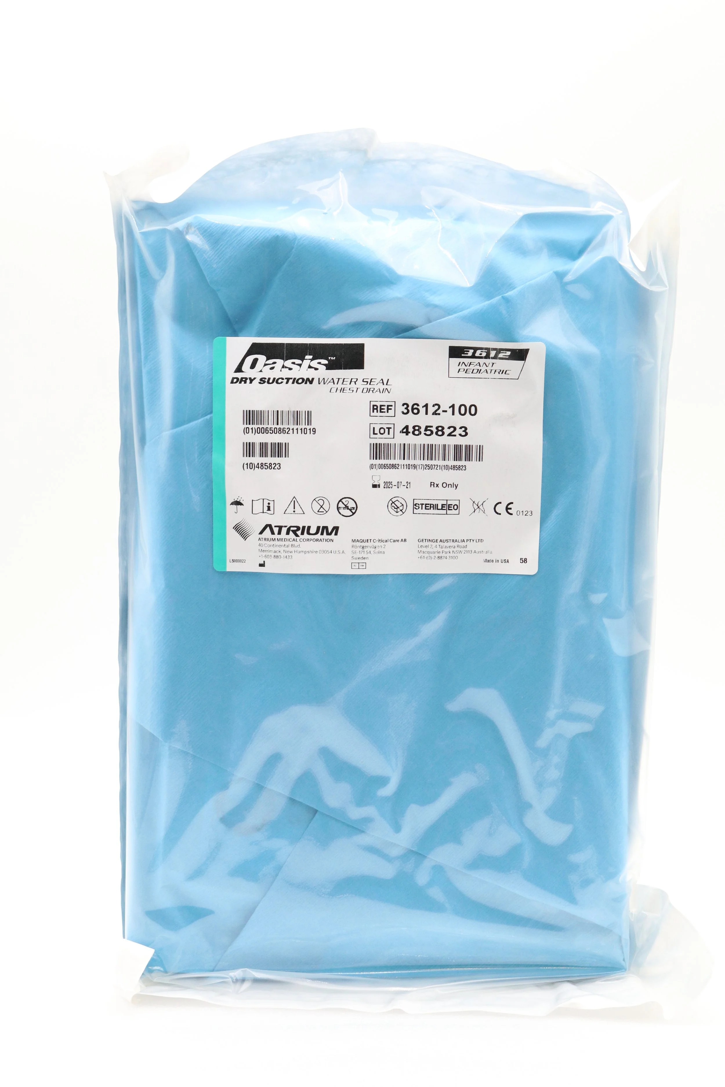 ATRIUM | 3612-100 | SHORT DATE | EACHES | OASIS DRY SUCTION WATER SEAL CHEST DRAIN INFANT PEDIATRIC (Copy)