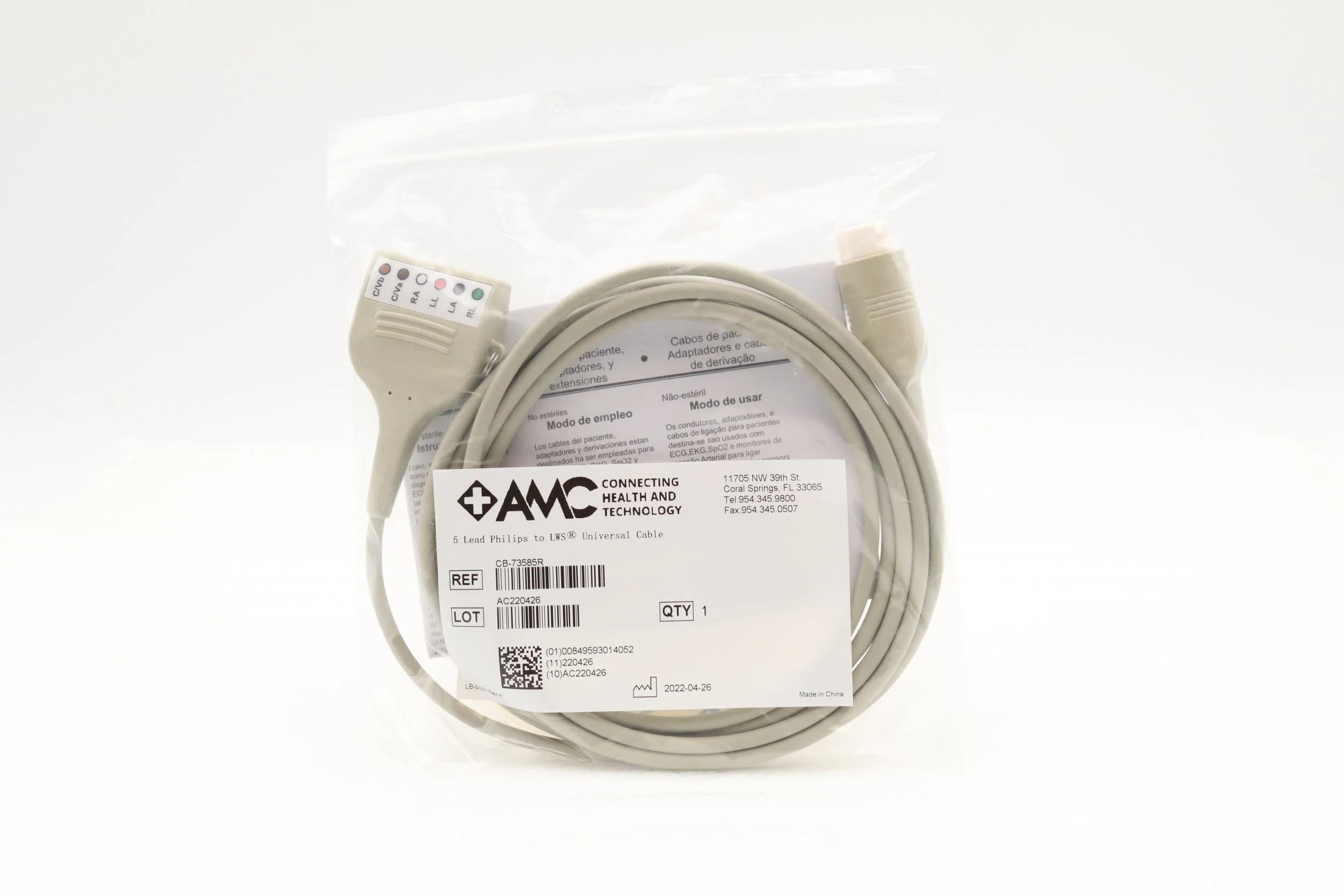 AMC | CB-73585R | NO DATE | EACHES | 5 Lead Philips to LWS Universal Cable
