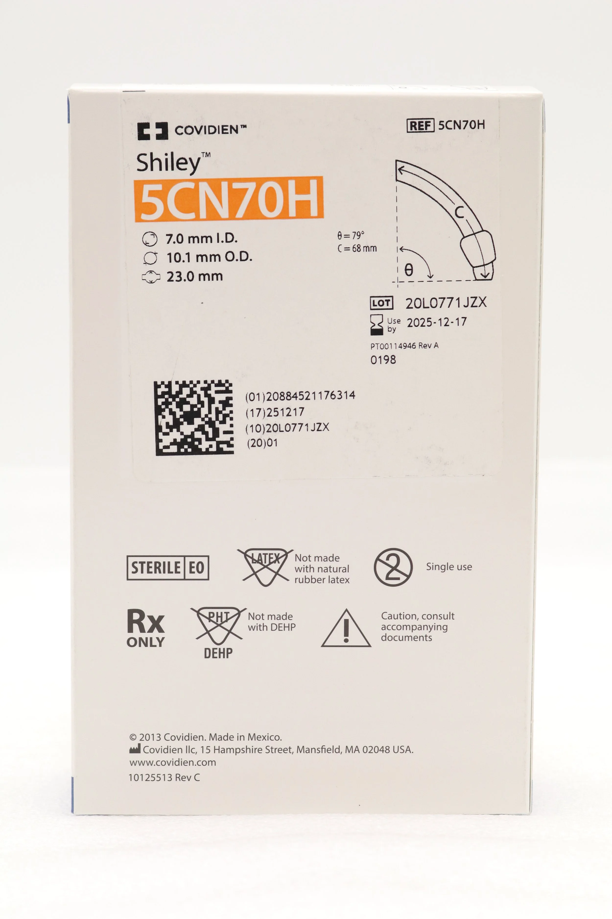 Covidien | 5CN70H | EACHES | SHILEY FLEXIBLE TRACHEOSTOMY TUBE W/TAPERGUARD CUFF, DIC 7.0MM