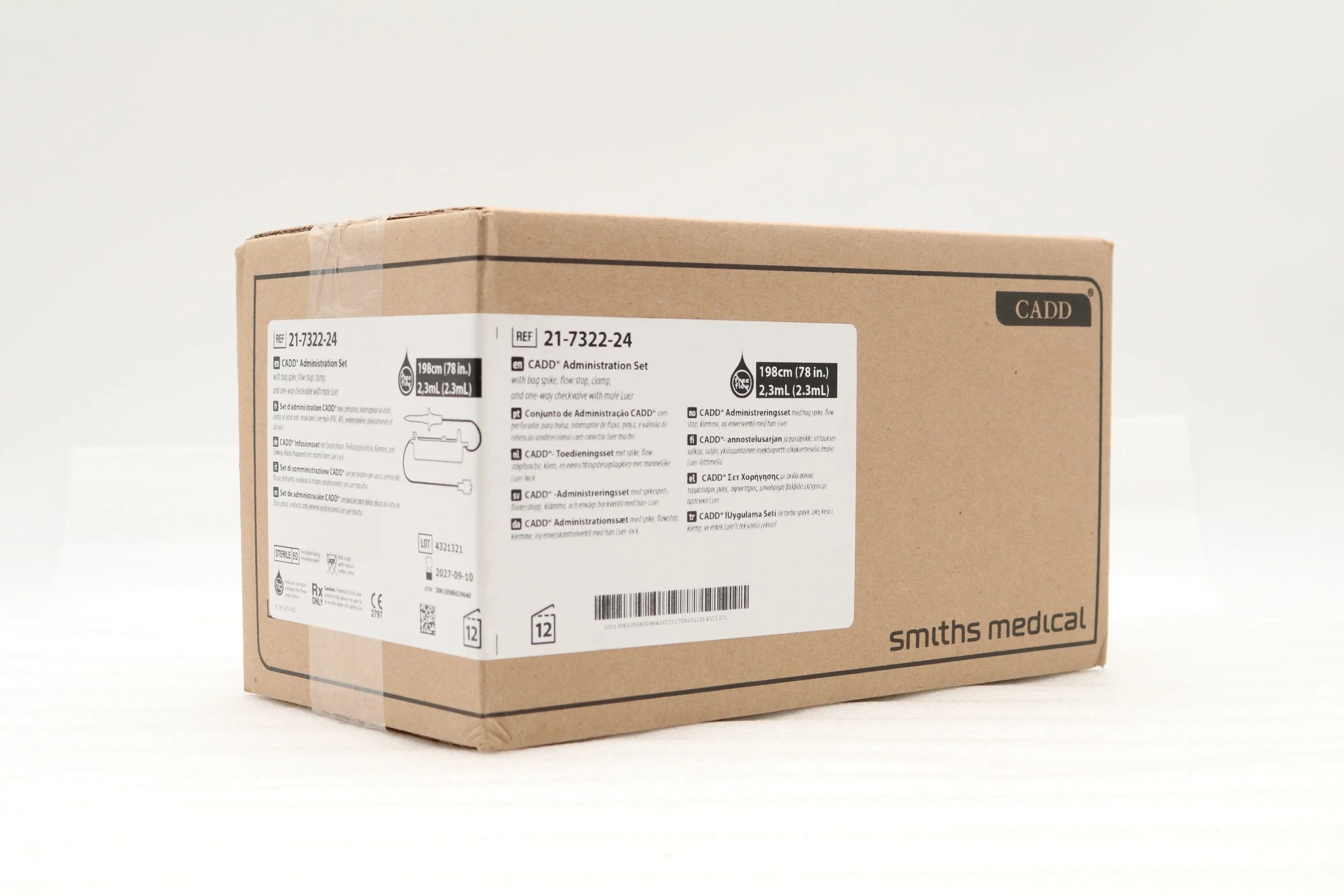 SMITHS MEDICAL | 21-7322-24 | BOX OF 12 | CADD Administration Set 198cm 2.3mL