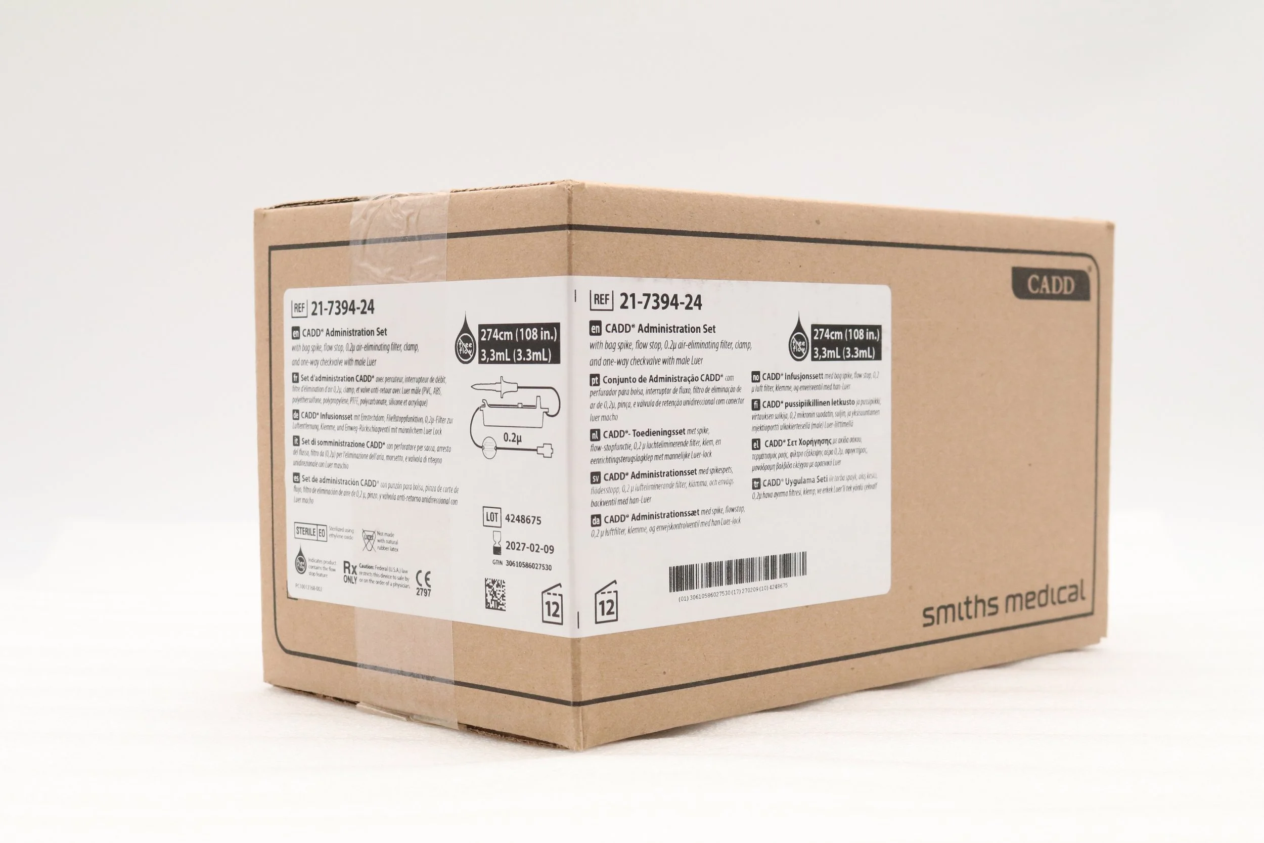 SMITHS MEDICAL | 21-7394-24 | INDATE | EACHES | CADD ADMINISTRATION SET 3.3ML, 108"