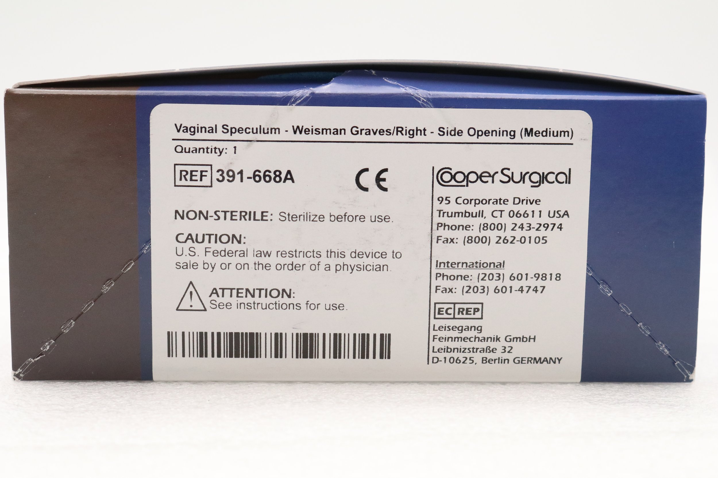 COOPER SURGICAL | 391-668A | EACHES | Vaginal Speculum Weisman Graves Right Side Opening Medium