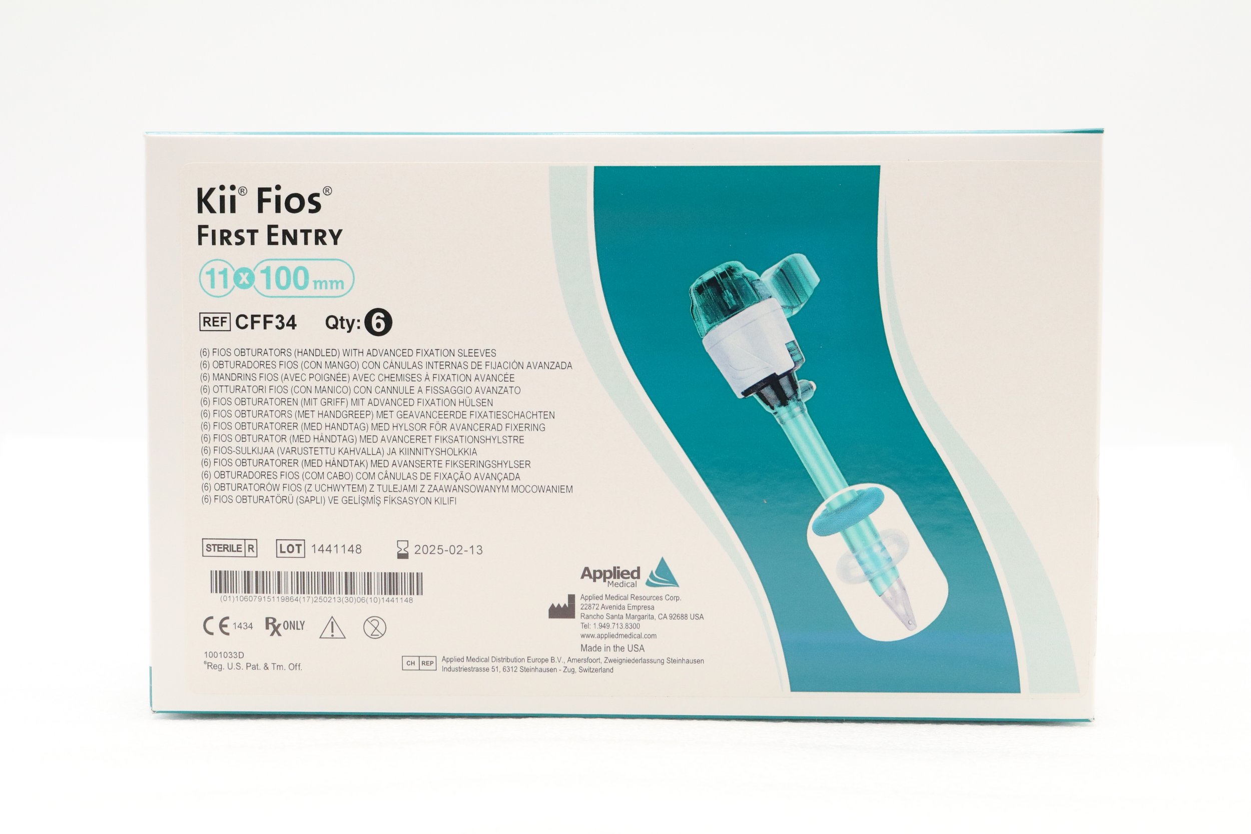 APPLIED MEDICAL | CFF34 | EXPIRED | BOX OF 6 | FIOS OBTURATOR HANDLED W/ ADV FIXATION SLEEVE, 11 X 100MM