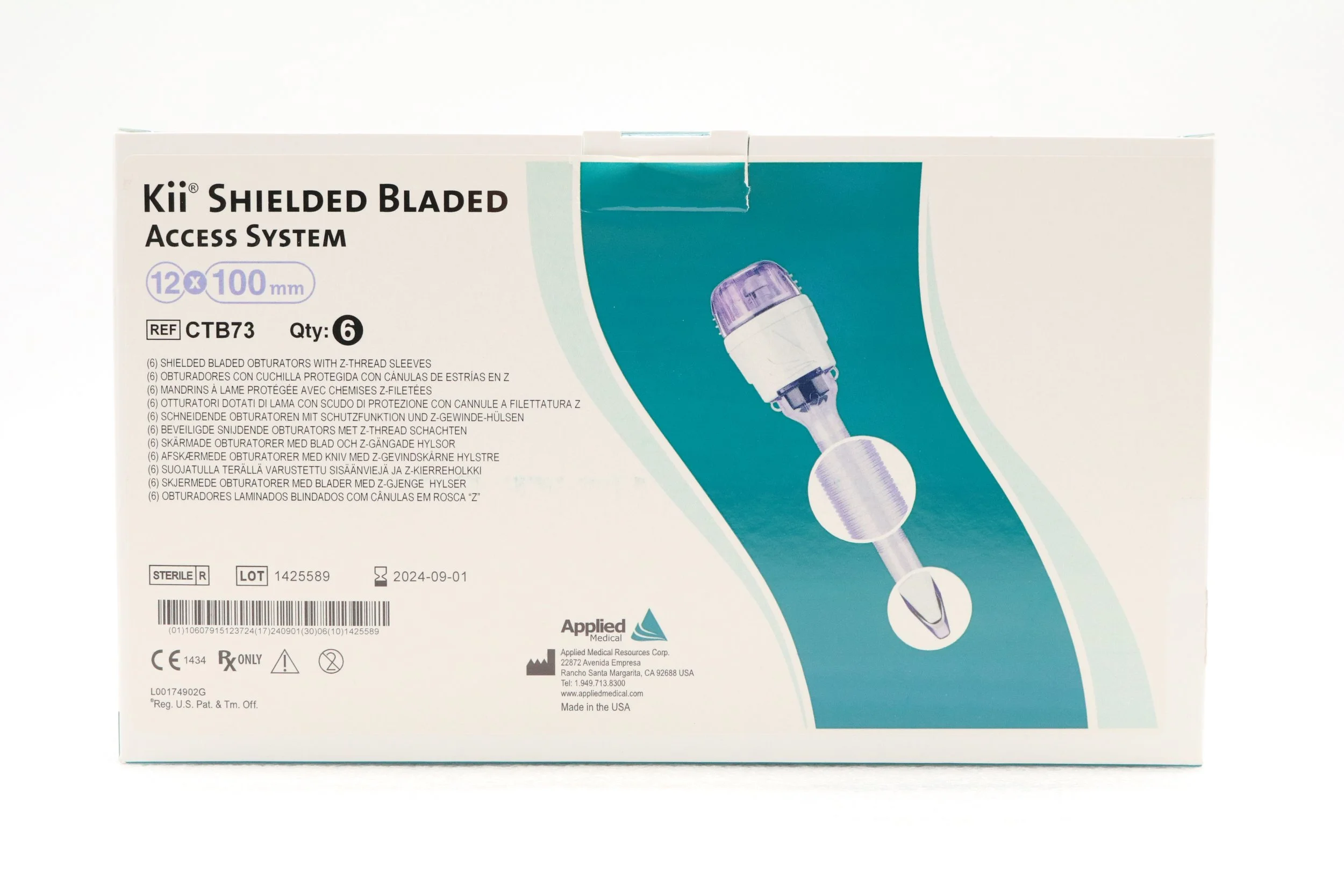 APPLIED MEDICAL | CTB73 | BOX OF 6 | Kii Shielded Bladed Access System SHIELDED BLADED OBTURATORS WITH Z-THREAD SLEEVES