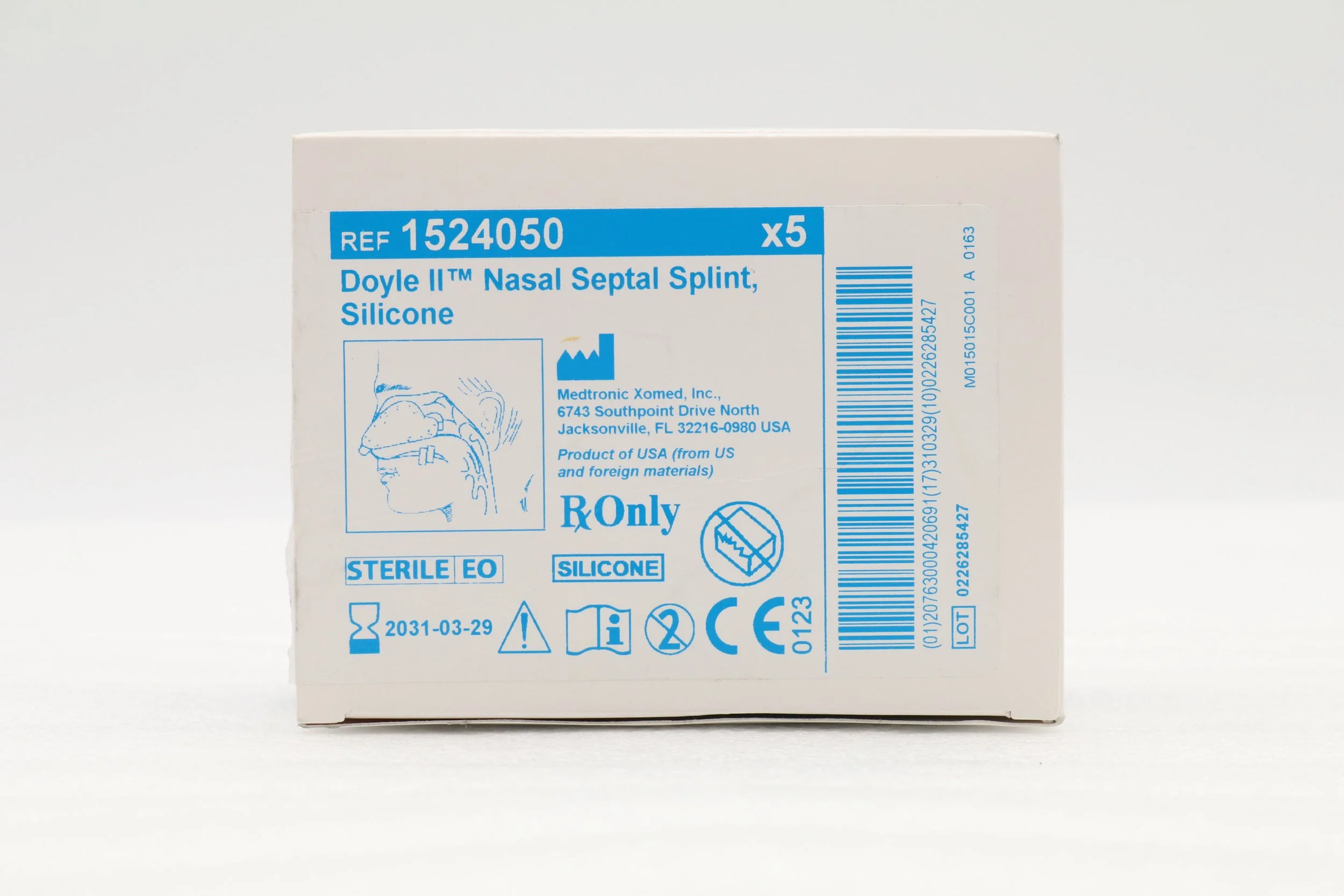 Medtronic | 1524050 | IN-DATE | Box of 5 | DOYLE II NASAL SEPTAL SPLINT, SILICONE (PAIRED)