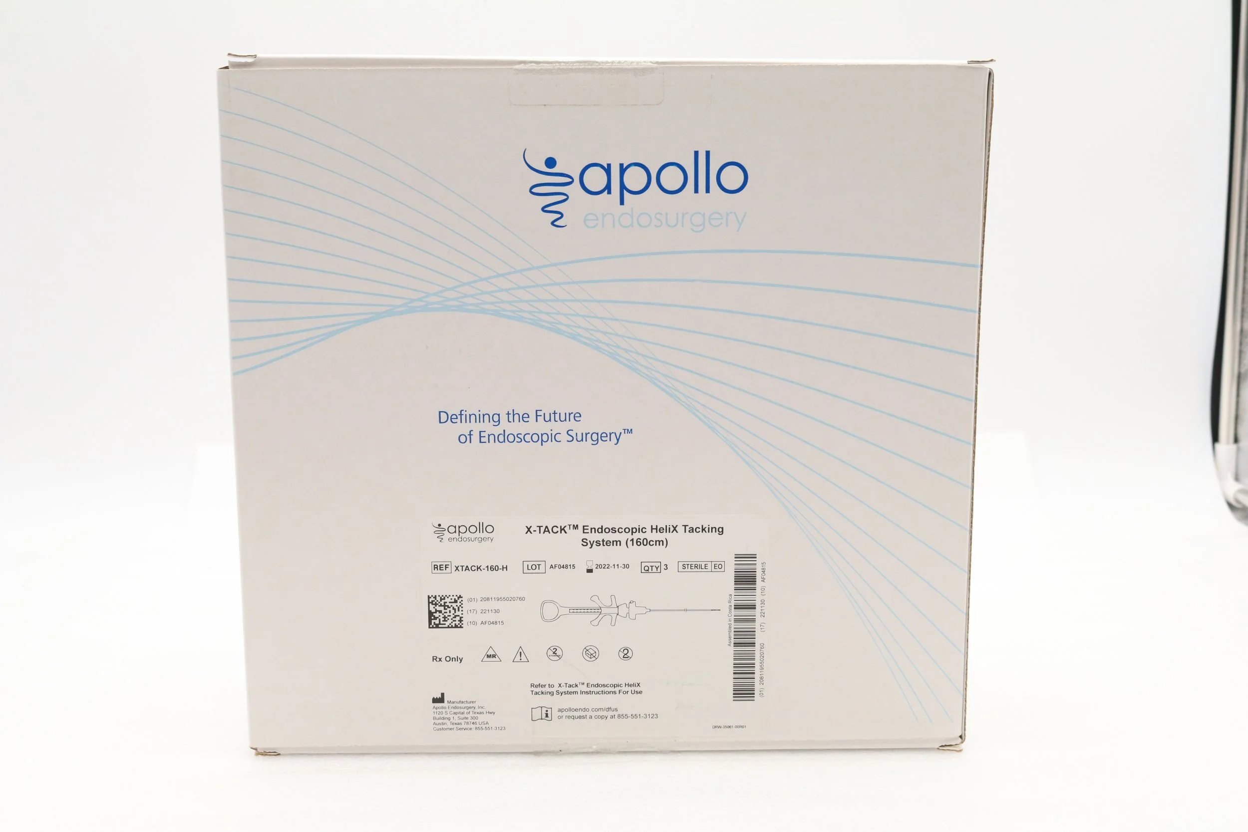 Apollo Endosurgery | XTACK-160-H | EXPIRED | BOX OF 3 | SYSTEM DEVICE SUTURE X-TACK ENDOSCOPIC 160CM SINGLE PATIENT USE F/HELIX TACKING