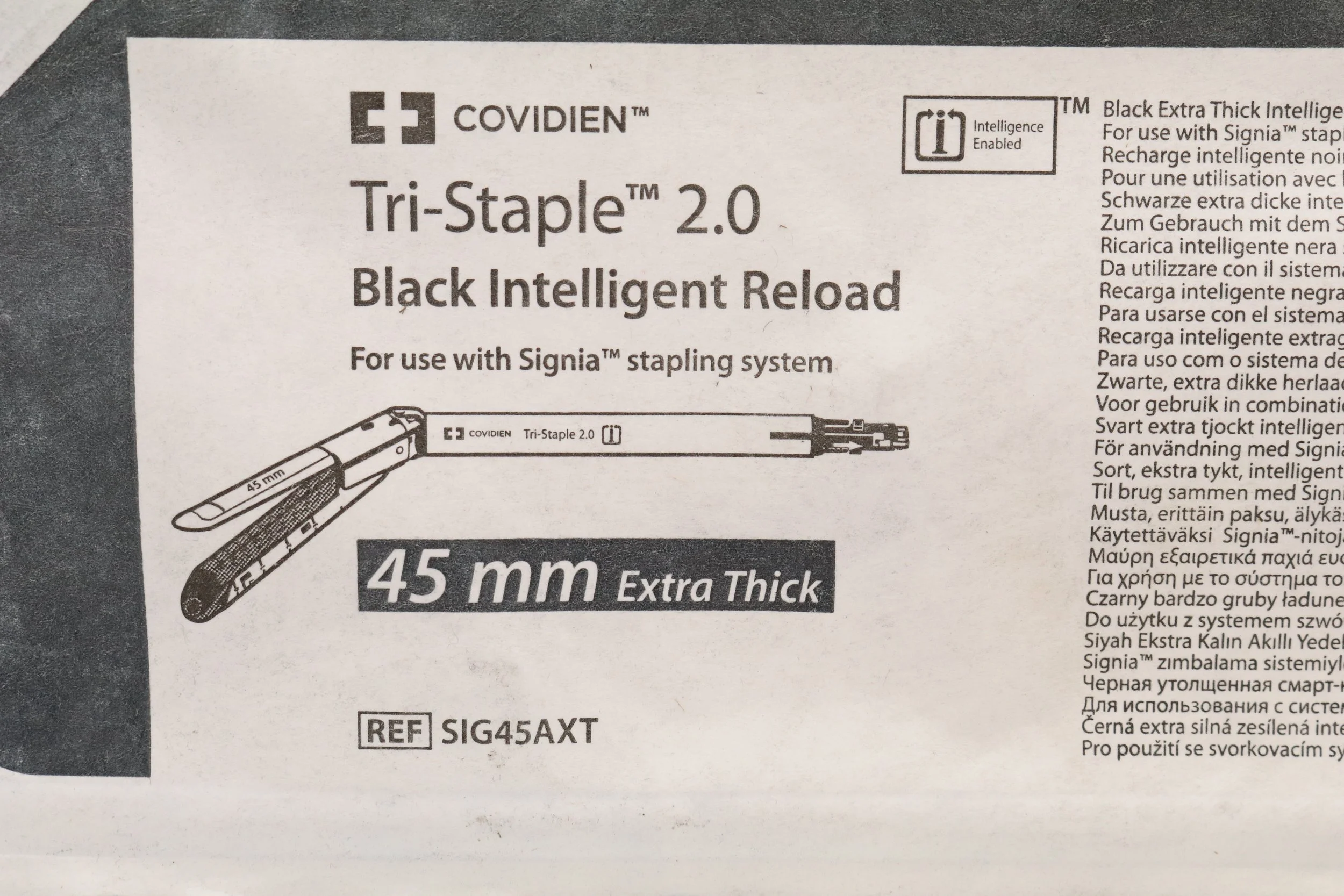 COVIDIEN | SIG45AXT | EXPIRED | EACHES | TRI-STAPLE 2.0 BLACK INTELLIGENT RELOAD, 45MM EXTRA THICK