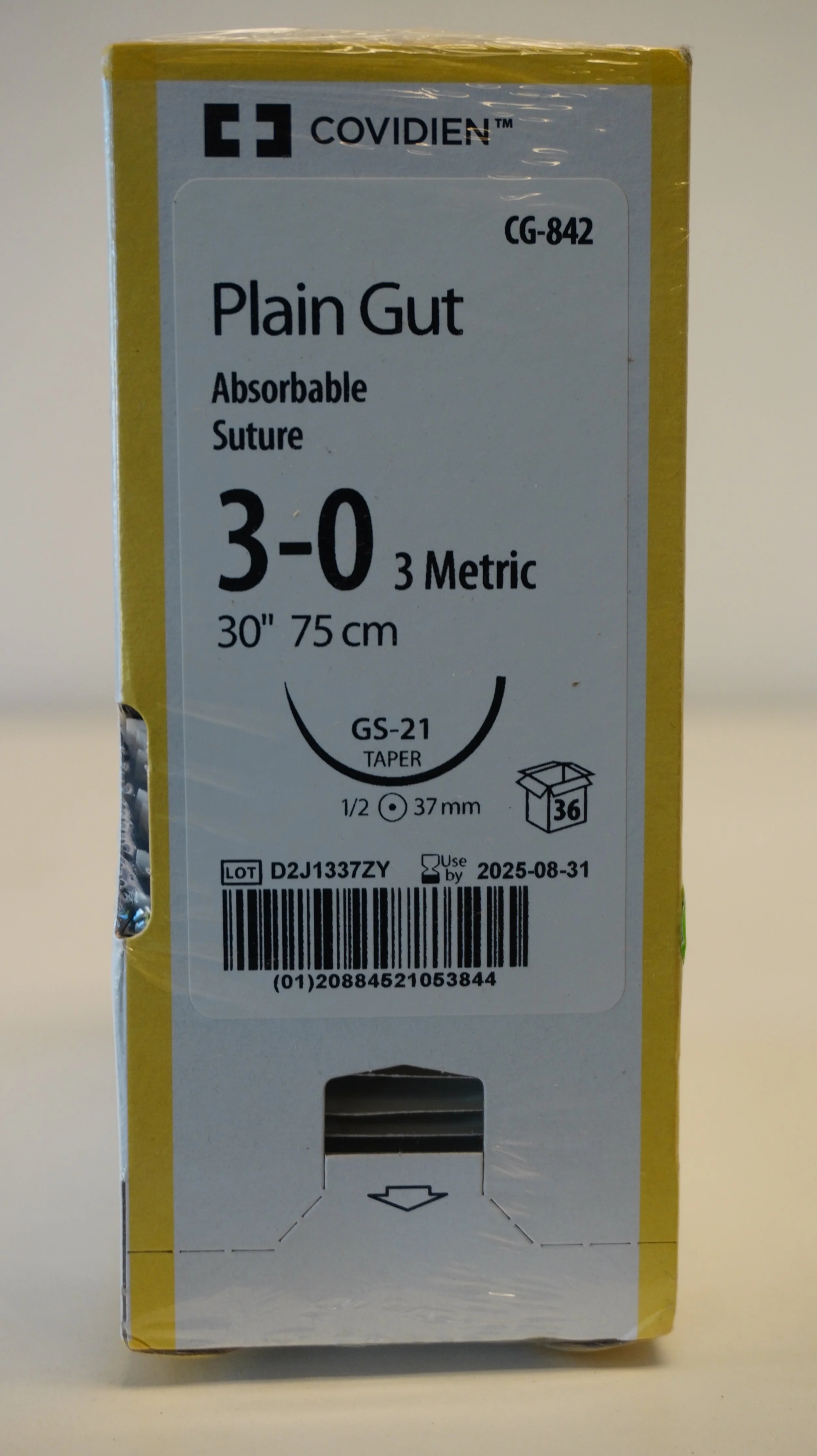 COVIDIEN | CG-842 | PACK of 36/pc | Plain Gut Absorbable Suture 3-0 3 Metric 30" 75cm