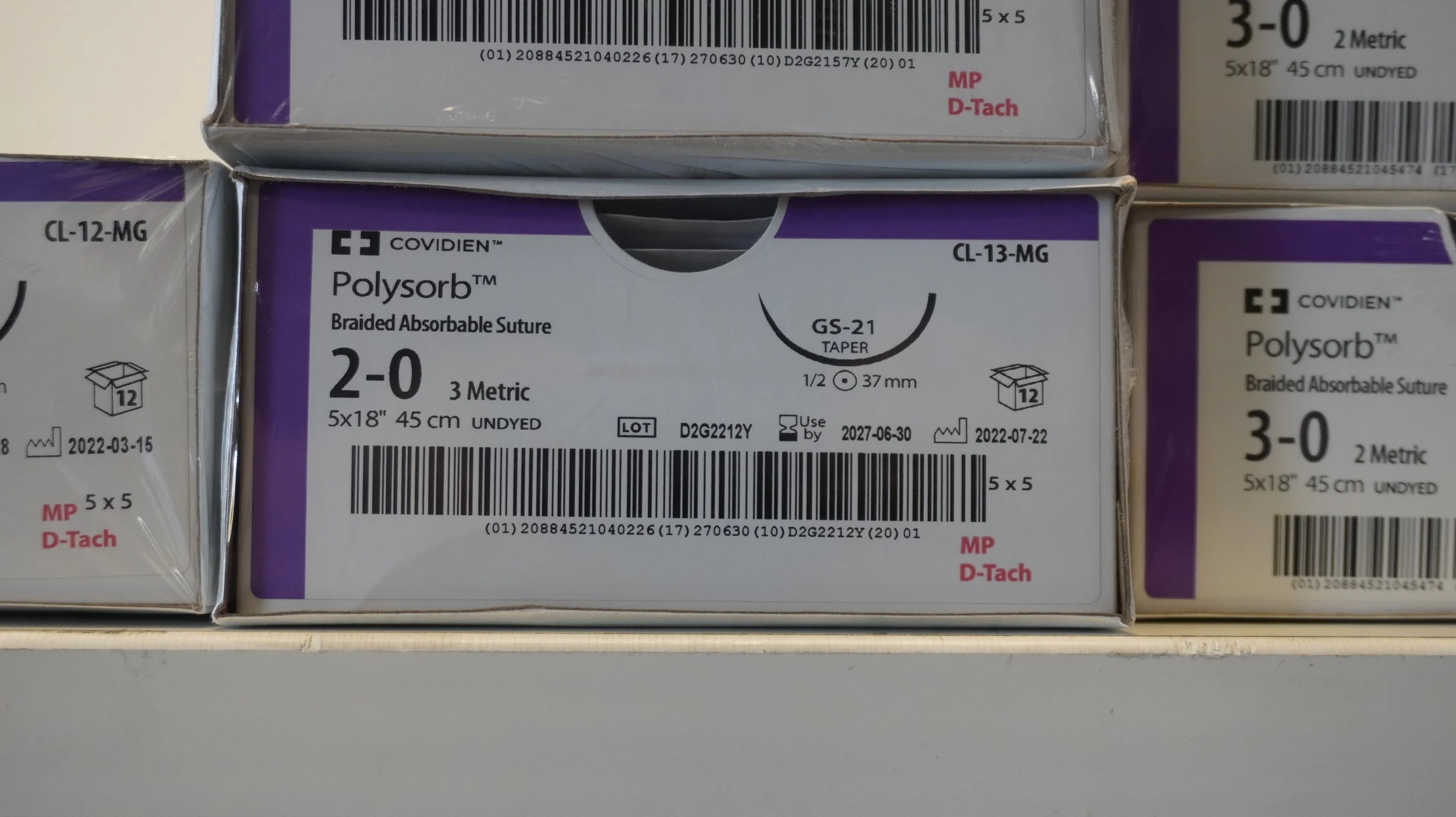 COVIDIEN | CL-13-MG | PACK of 12/pc | Polysorb Braided Absorbable Suture 2-0 3 Metric 5x18" 45cm UNDYED