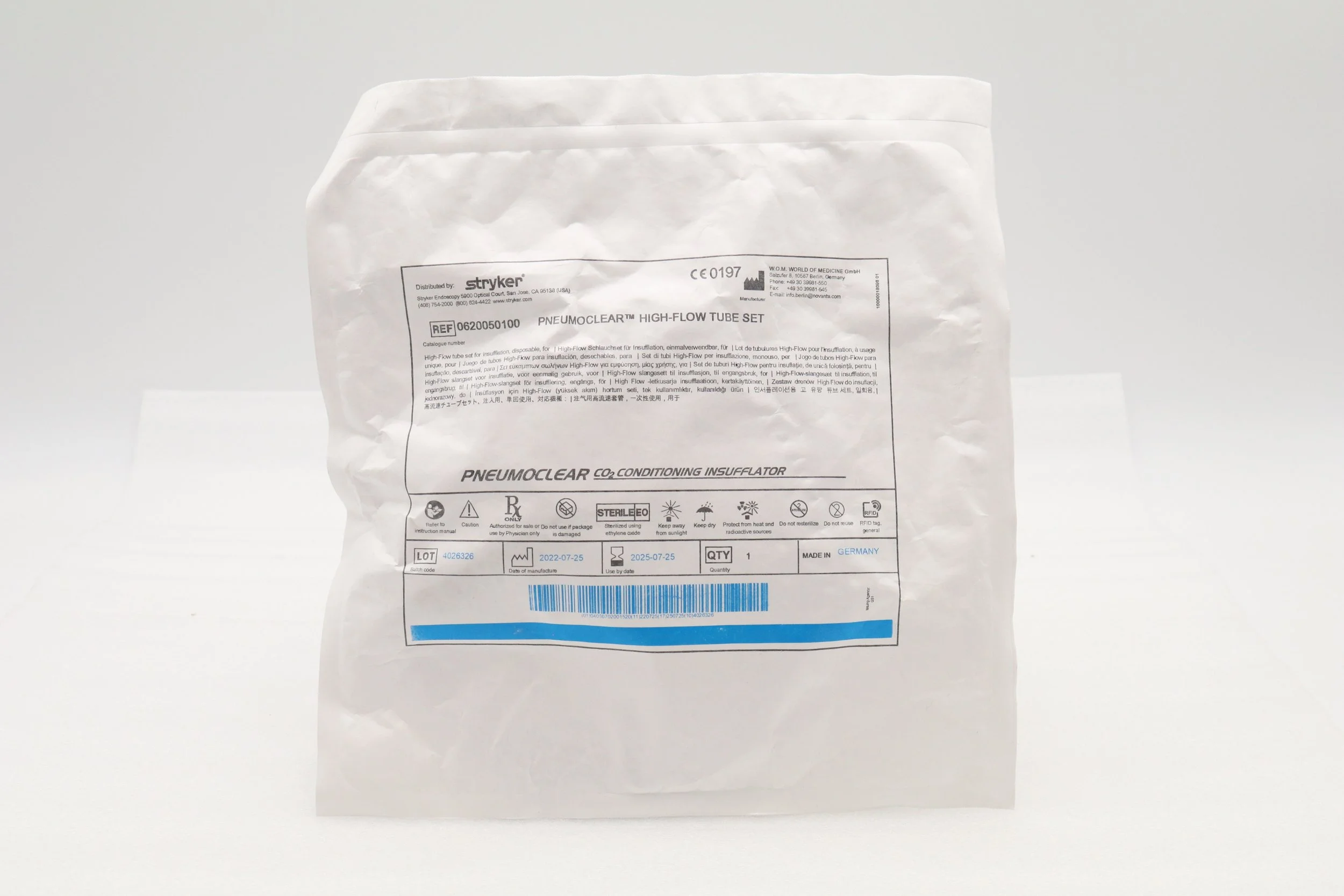 STRYKER | 0620050100 | SHORT DATE | EACHES | PNEUMOCLEAR HIGH FLOW TUBE SET