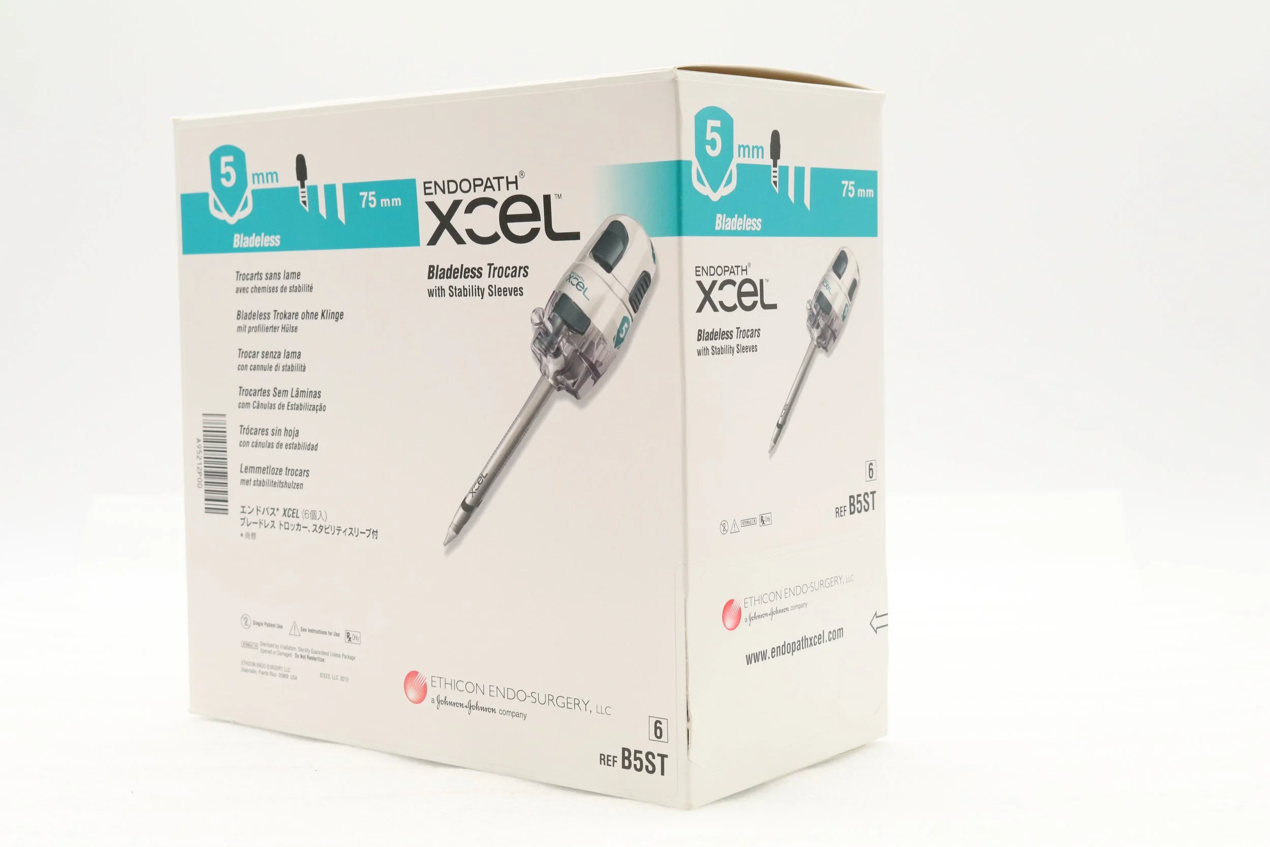 ETHICON | B5ST | BOX OF 6 | ENDOPATH XCEL 5MM BLADELESS TROCAR WITH STABILITY SLEEVE, 75MM