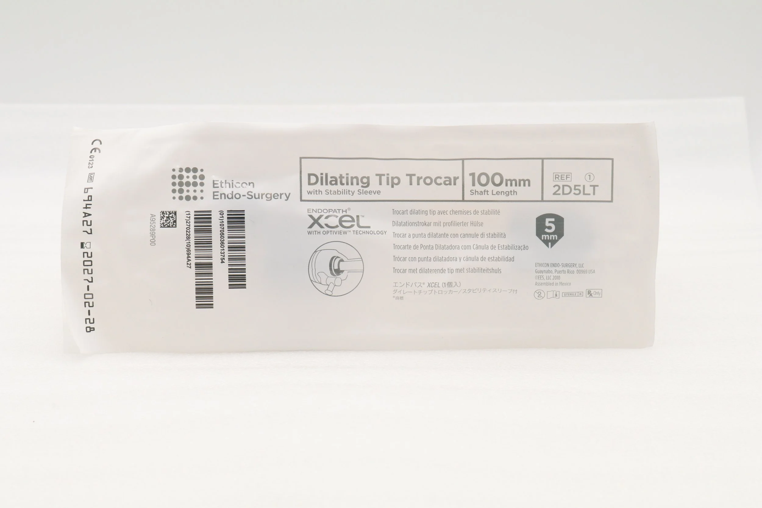 ETHICON | 2D5LT | EACHES | ENDO-SURGERY ENDOPATH XCEL DILATING TIP TROCARS AND STABILITY SLEEVE, 5MM X 100MM