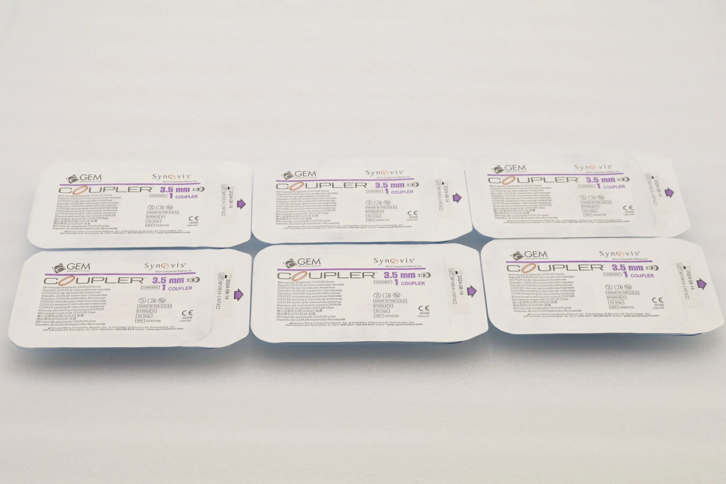 SYNOVIS | GEM2755 | EXPIRED | EACHES | GEM Coupler 3.5mm Microvascular Anastomotic Coupler Device