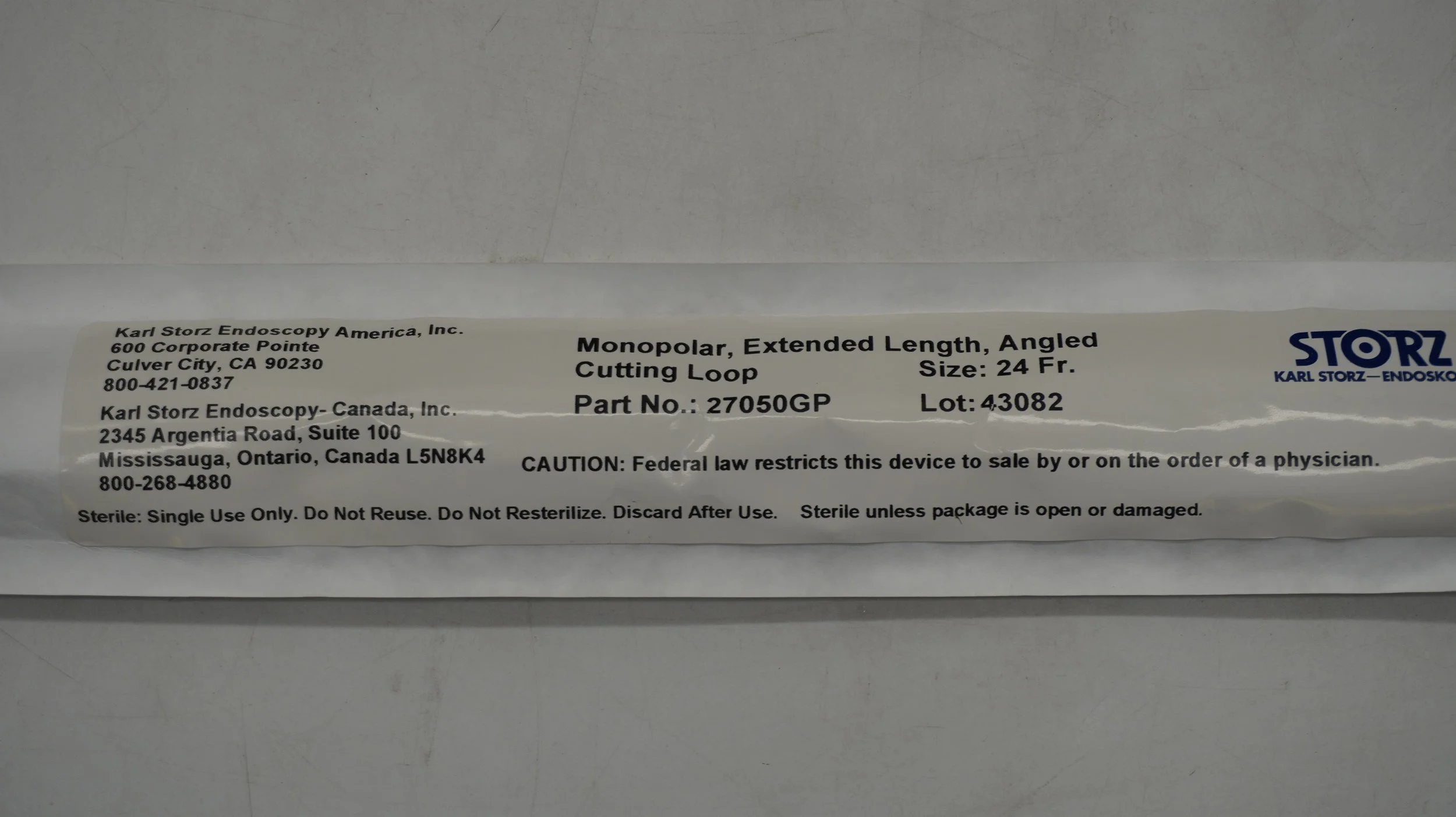 STORZ | 27050GP | NO DATE | EACHES | Cutting Loop Electrode, 24 Fr Size