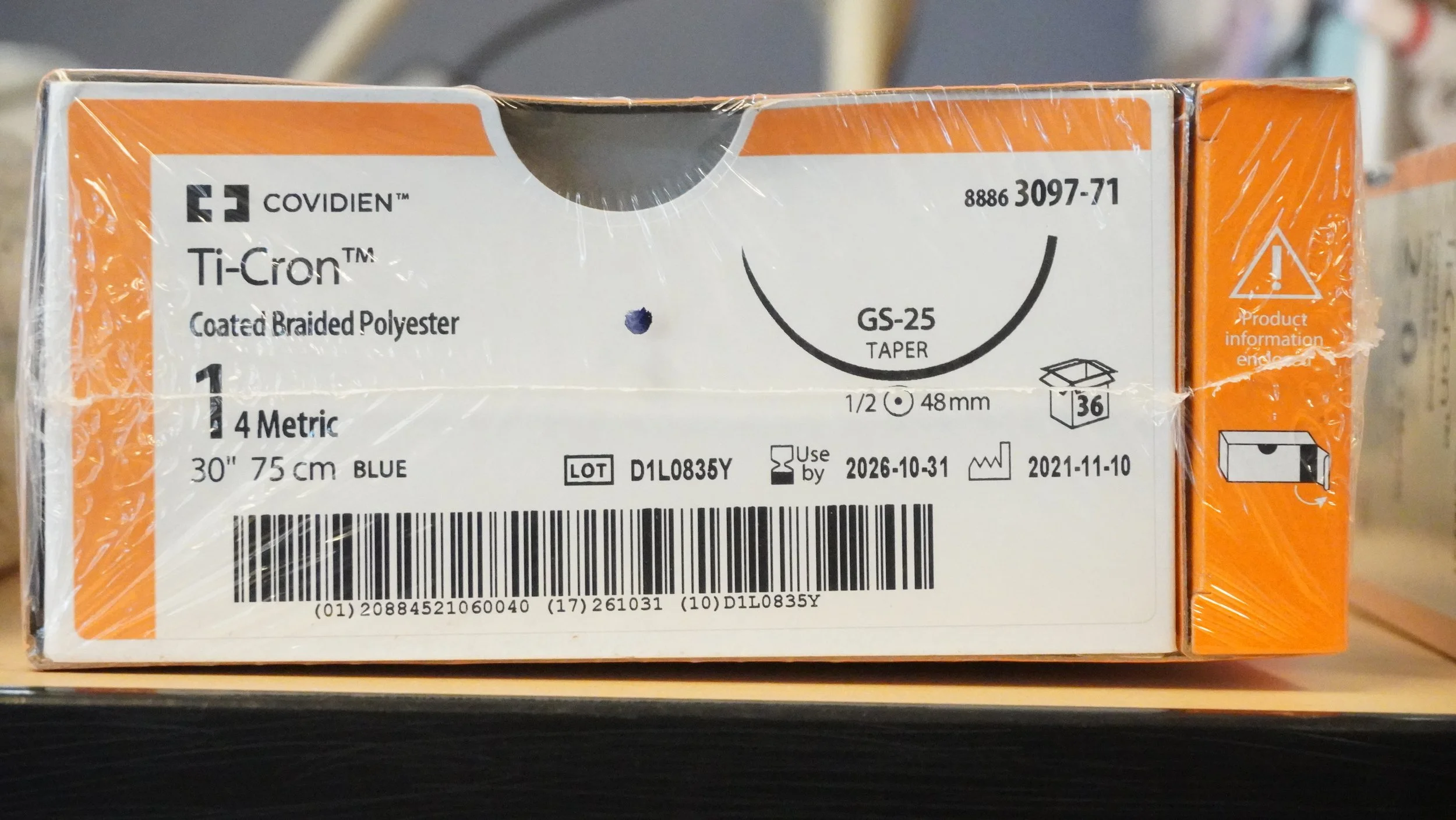 COVIDIEN | 3097-71 | PACK of 36/pc | Ti-Cron Coated Braided Polyester 0 3.5 Metric 30" 75cm BLUE